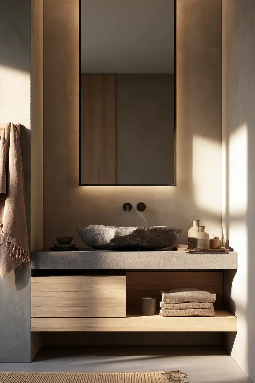 29 Stone Sink Bathroom Ideas for a Vanity With Real Weight stone sink bathroom