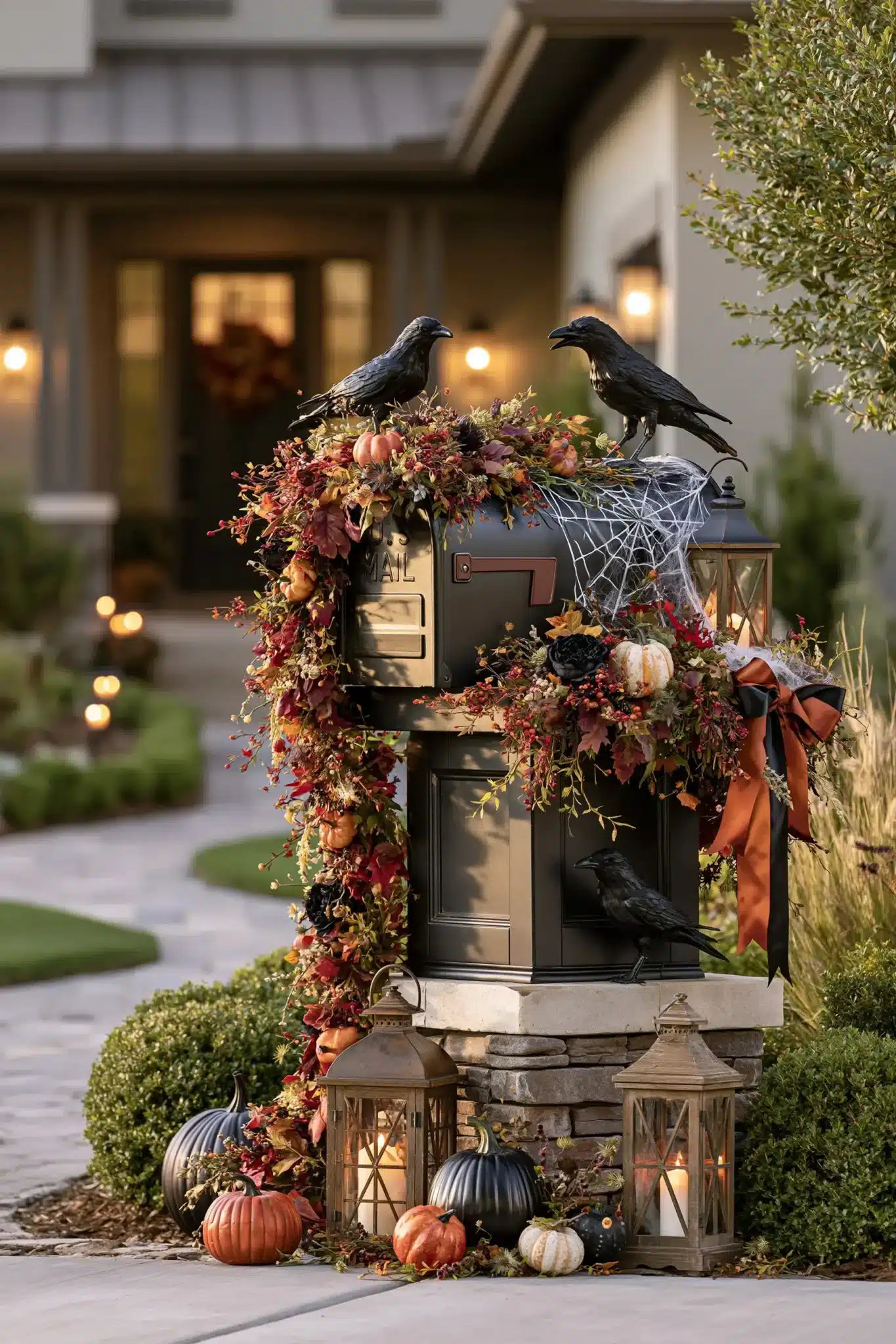 29 Outdoor Halloween Decor Ideas That Greet Trick-or-Treaters With Character outdoor halloween decor