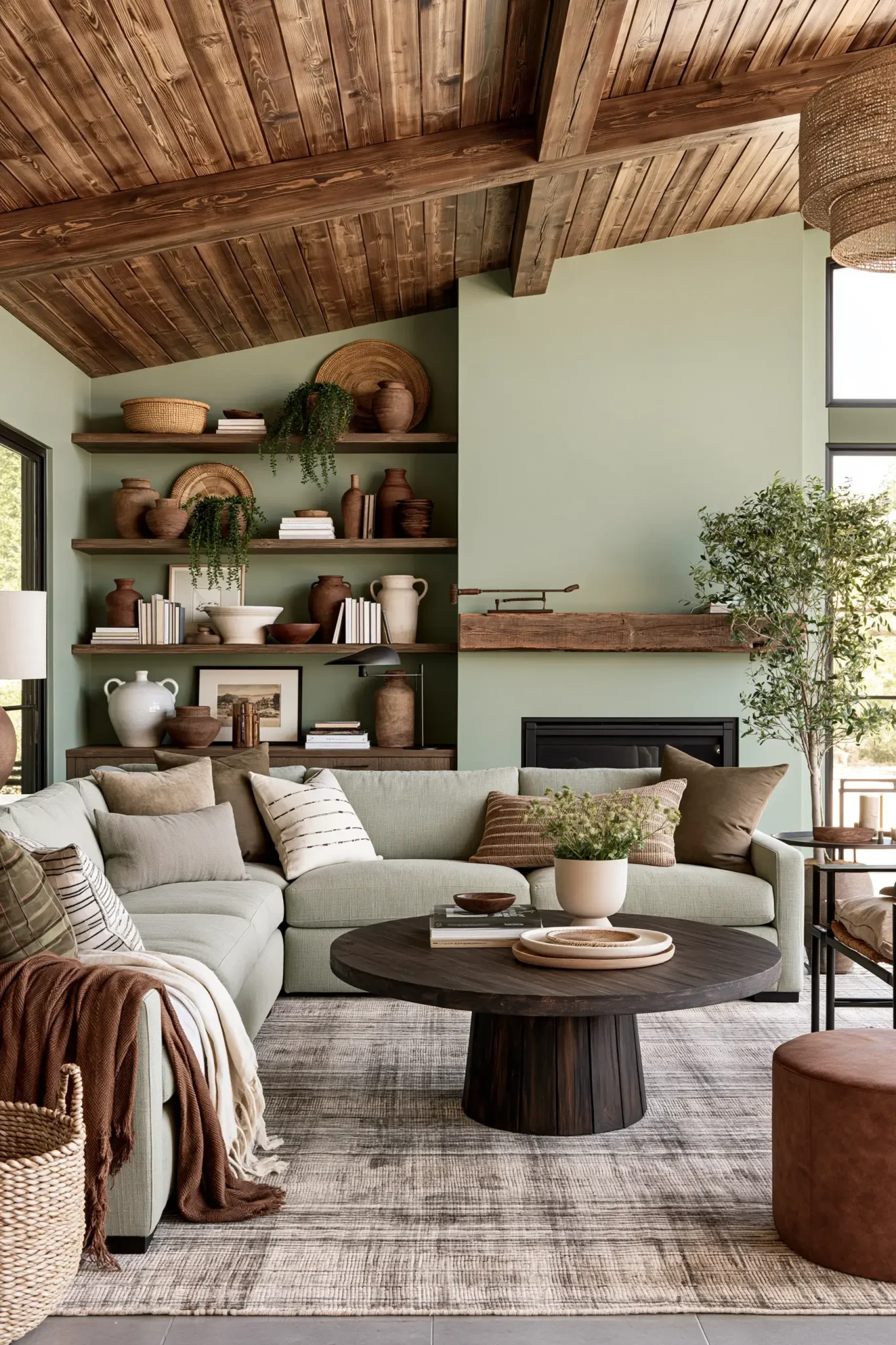 29 Sage Green and Brown Living Room Ideas for a Warm, Earthy Space sage green and brown living room