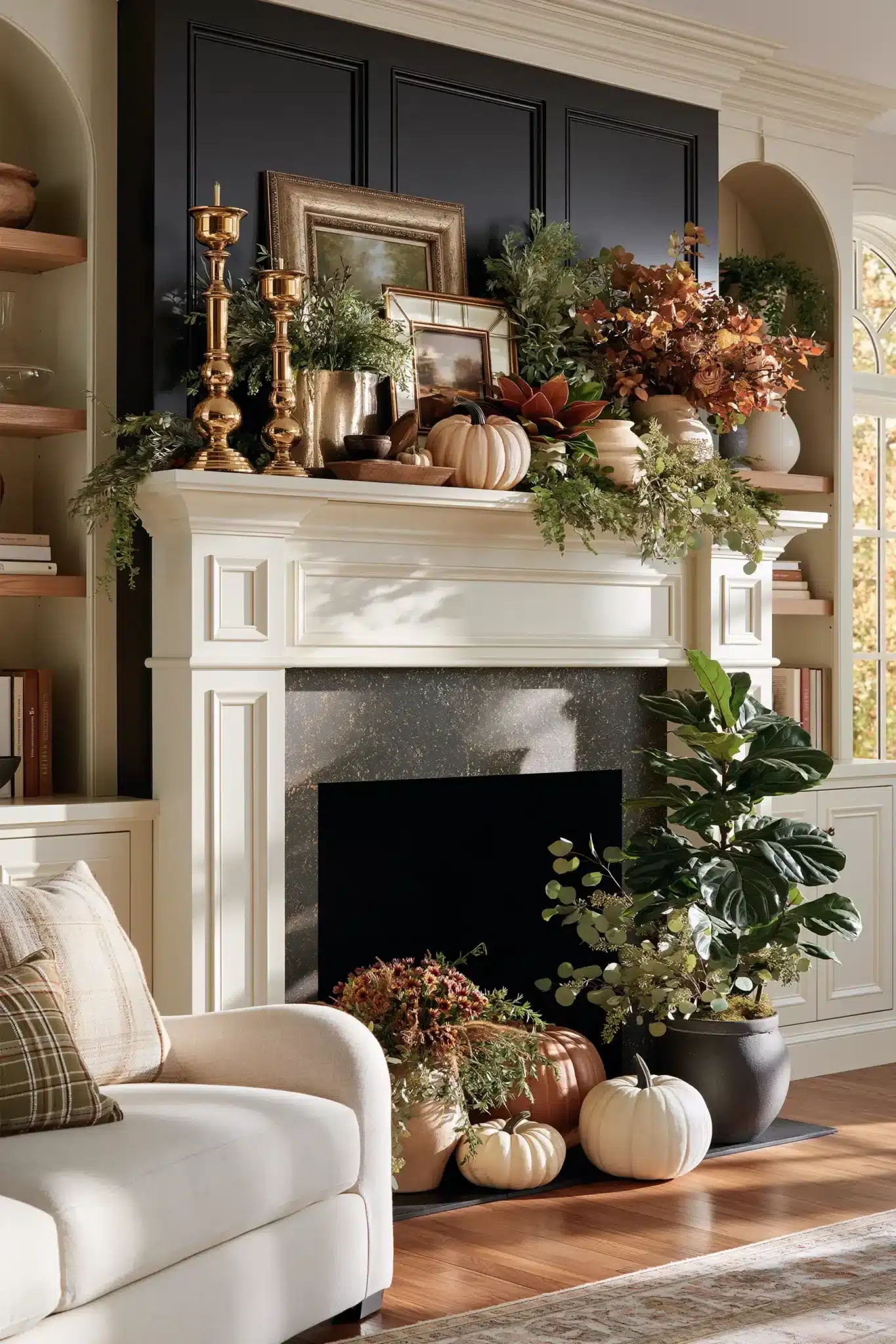 29 Thanksgiving Mantel Decor Ideas That Set a Warm First Impression thanksgiving mantel decor