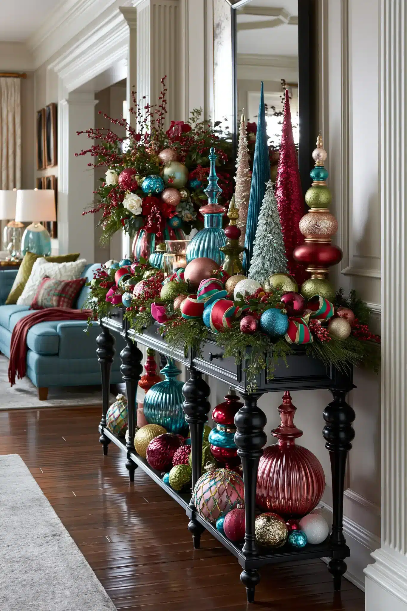 29 Christmas Entryway Table Decor Ideas That Say Hello Before Anything Else christmas entryway table decor