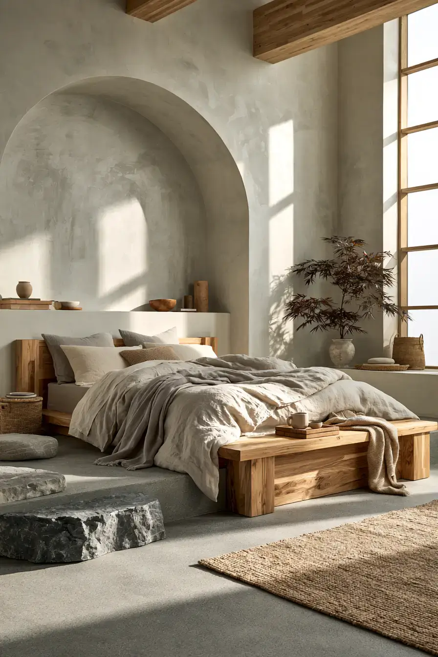 29 Japandi Style Bedroom Ideas with a Linen Platform Bed