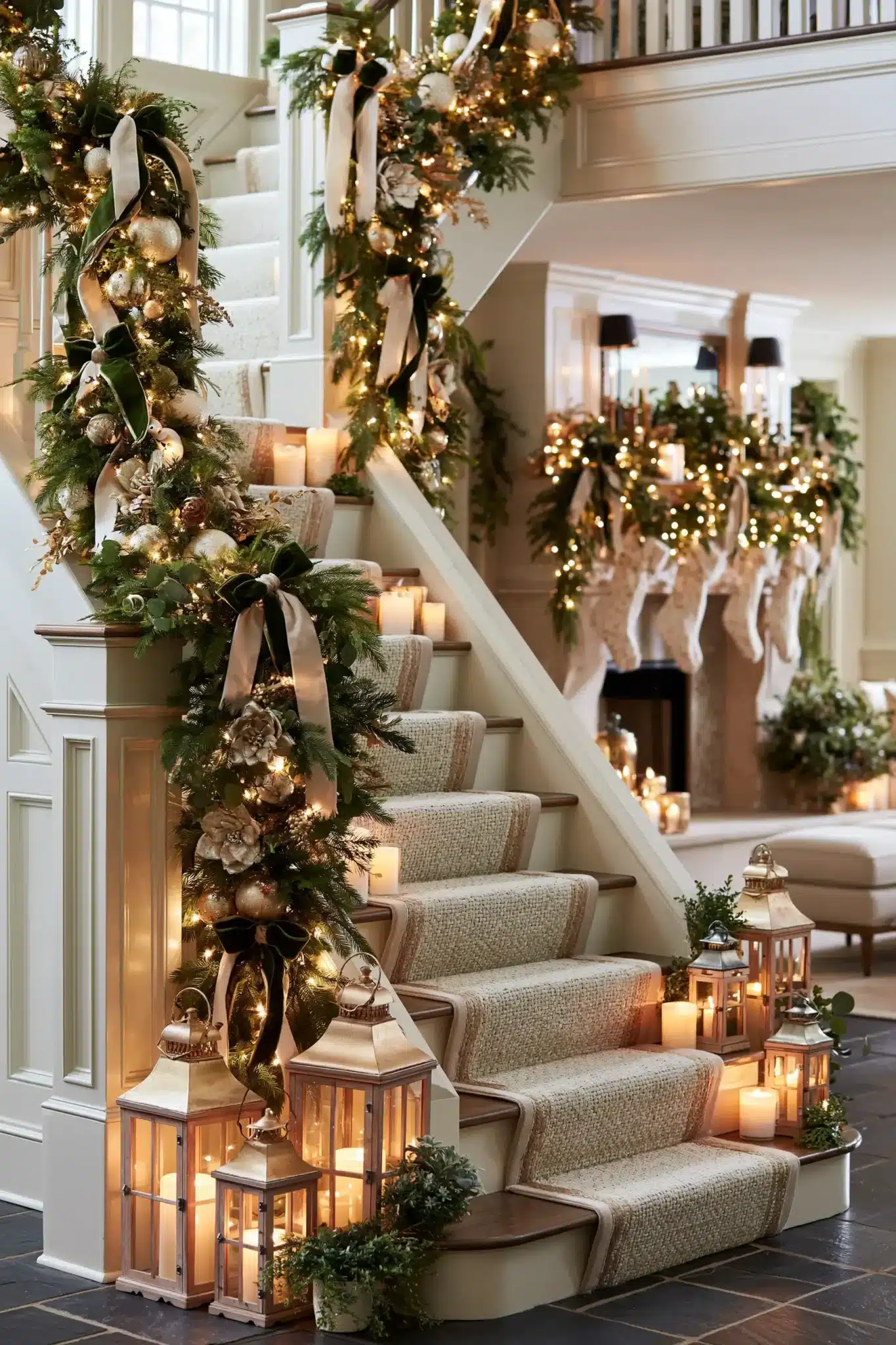 29 Christmas Staircase Decor Ideas for a Railing Worth Photographing christmas staircase decor