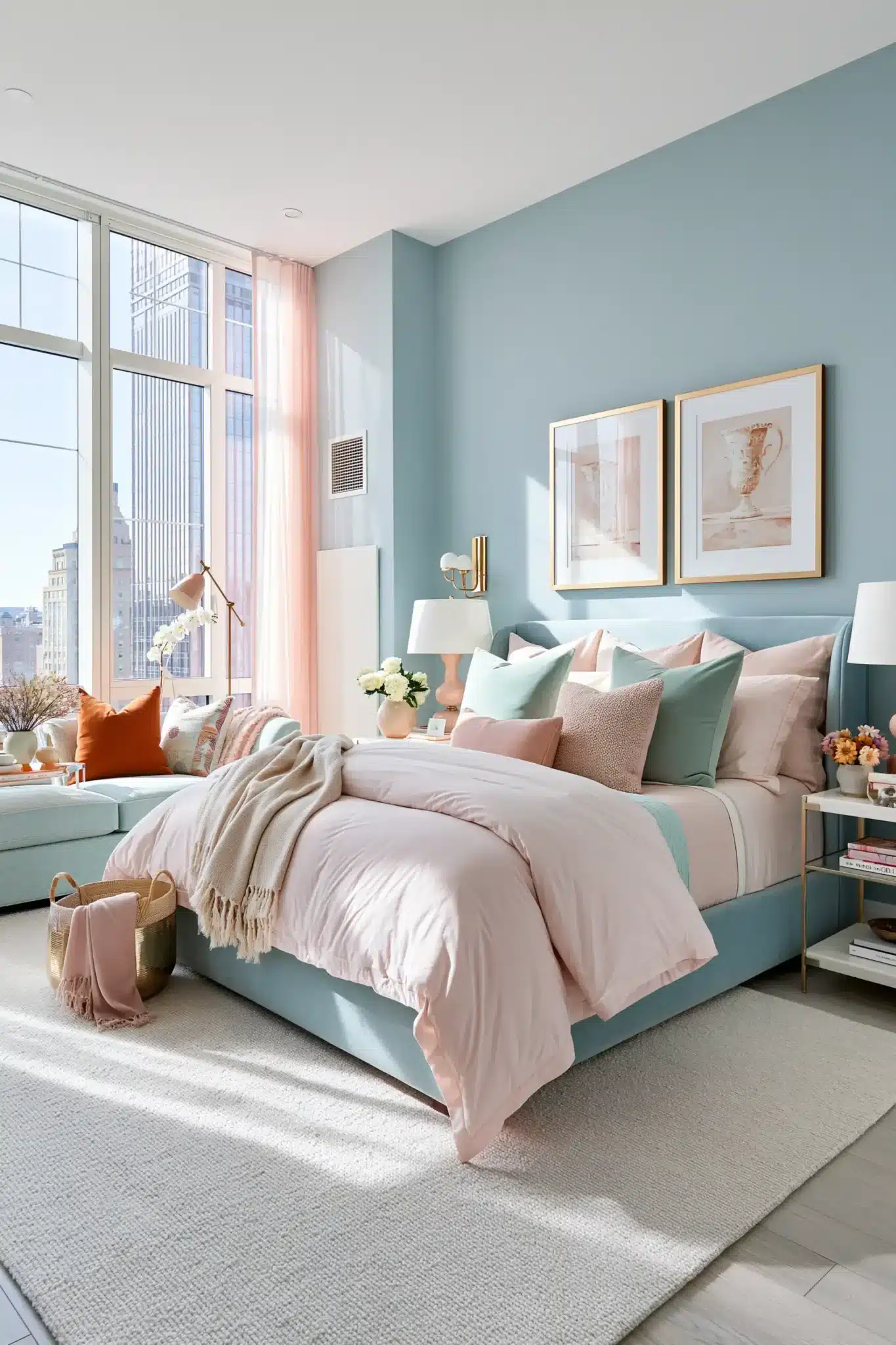 29 Light Blue and Pink Bedroom Ideas for a Space That Stays Airy light blue and pink bedroom