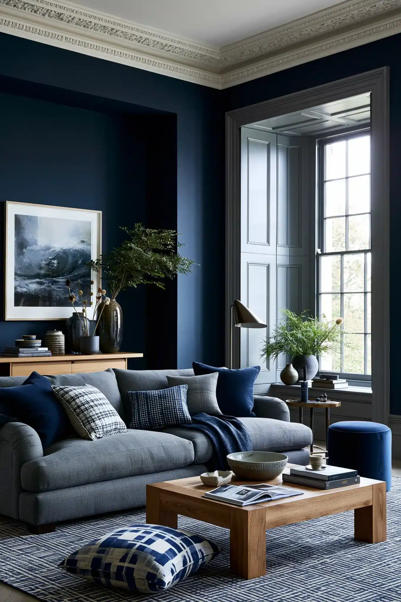 29 Navy Blue and Grey Living Room Ideas for a Space That Stays Calm navy blue and grey living room