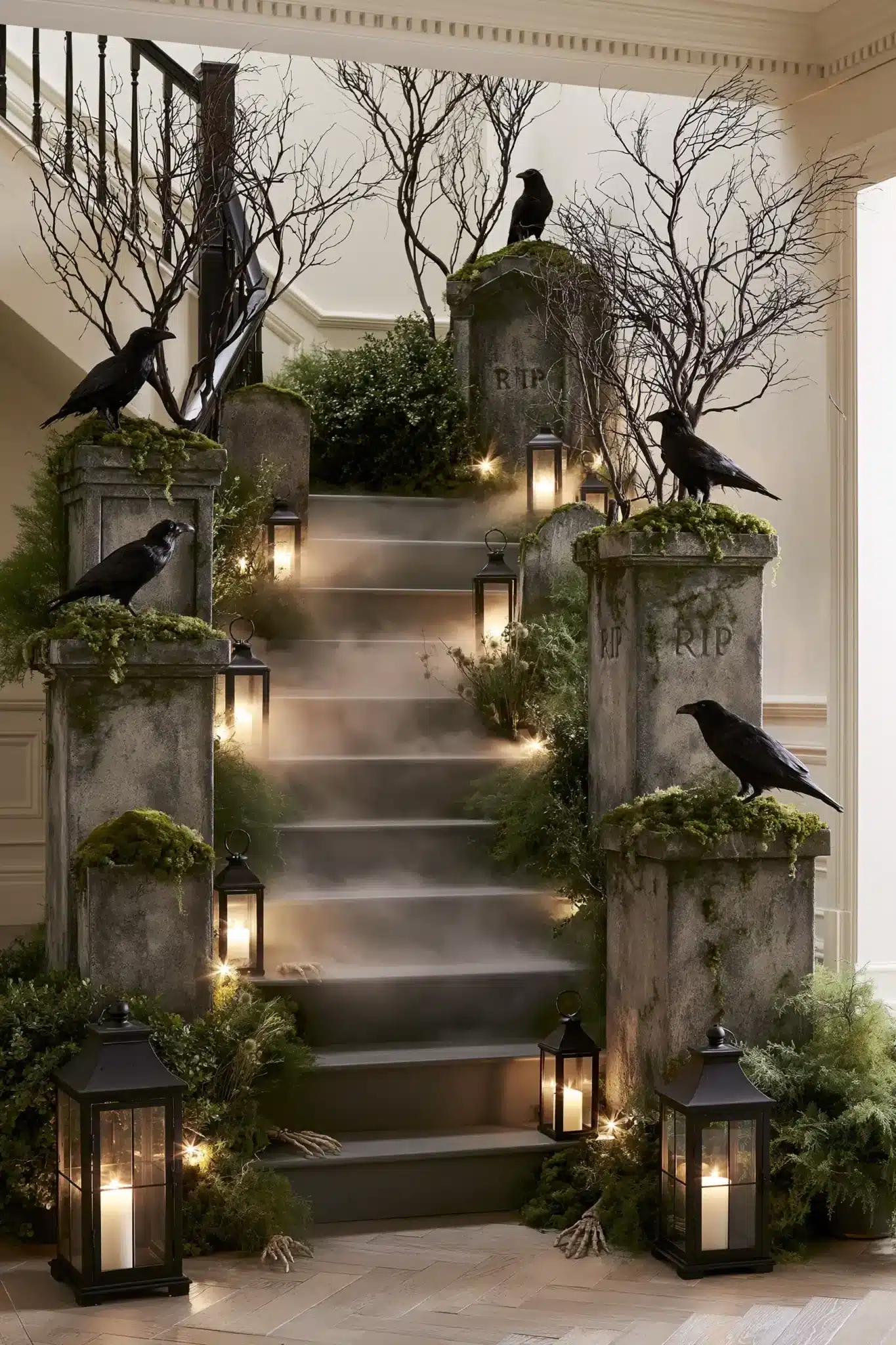 29 Halloween Staircase Decor Ideas for a Climb That Is Spooky, Not Scary halloween staircase decor