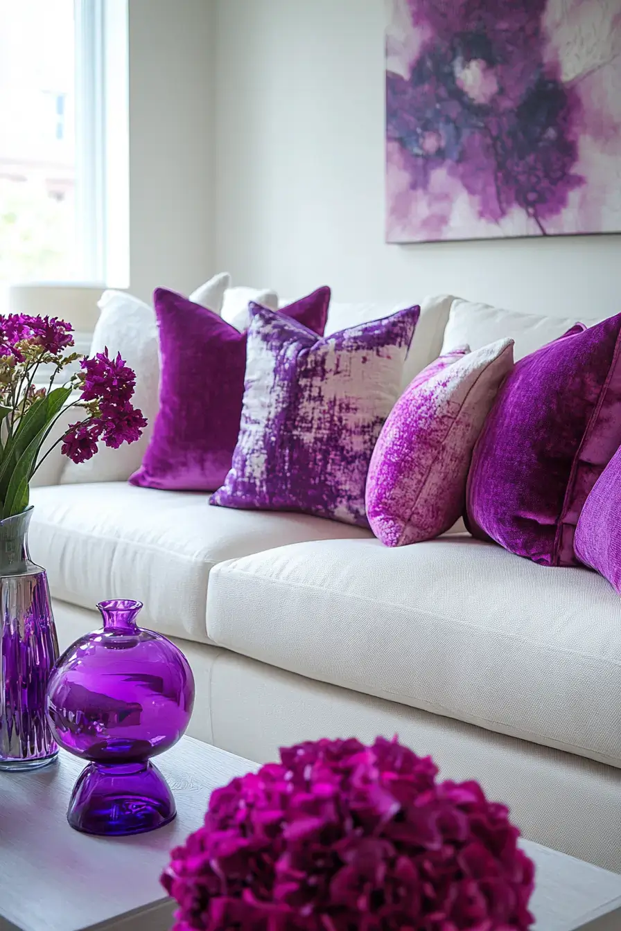 29 Purple Living Room Ideas with a Plum Accent Chair