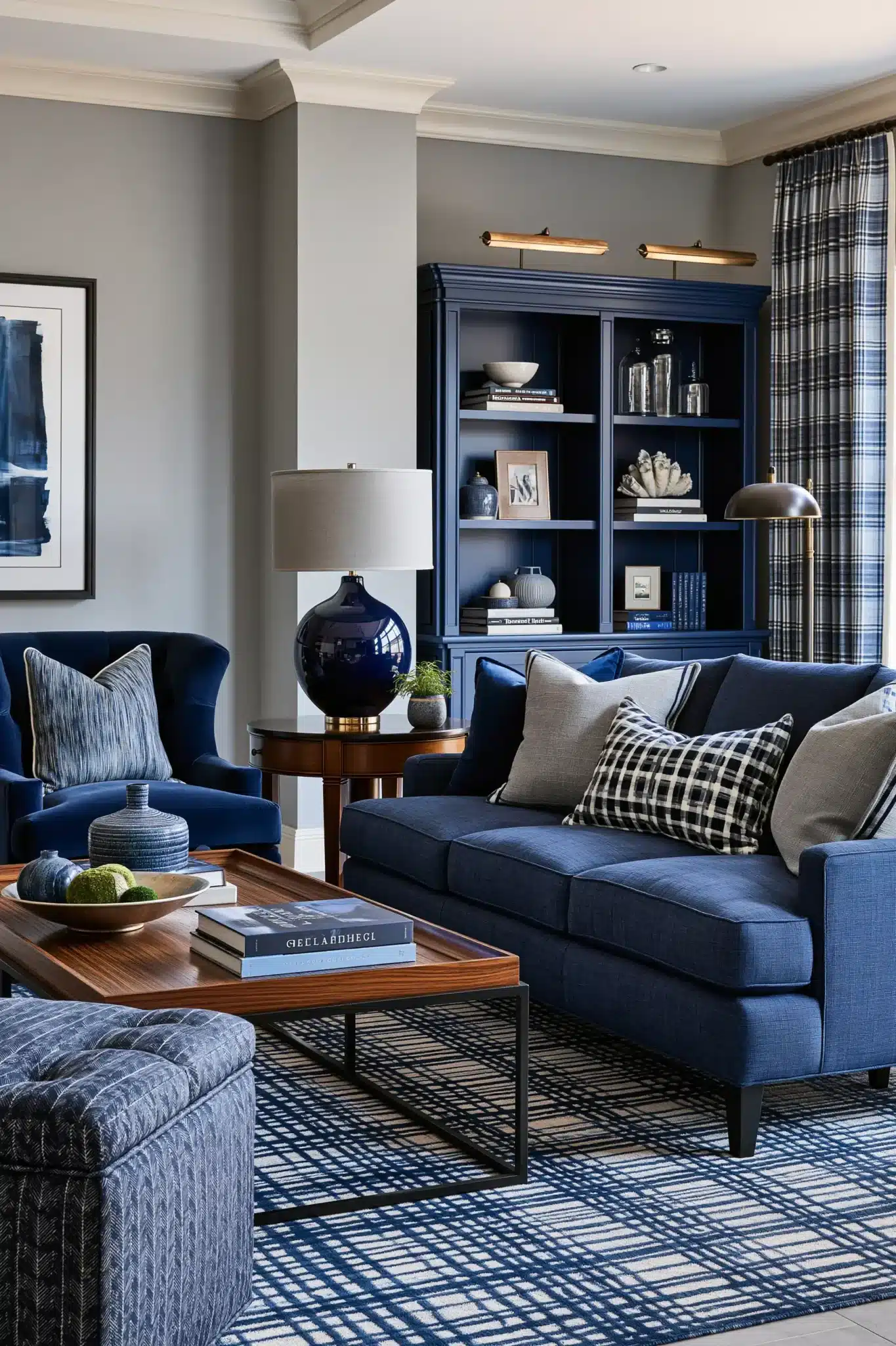 29 Navy Blue and Grey Living Room Ideas for a Space That Stays Calm navy blue and grey living room