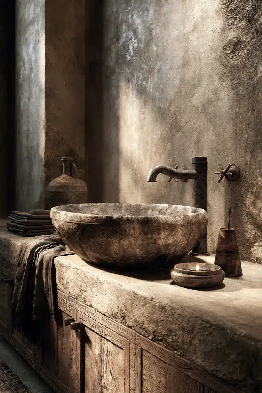 29 Stone Sink Bathroom Ideas for a Vanity With Real Weight stone sink bathroom