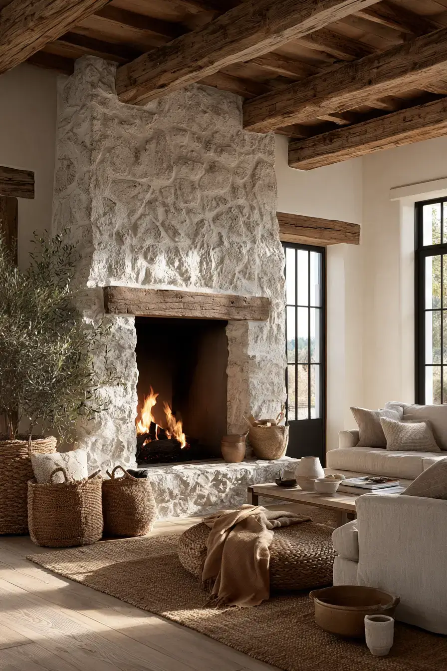 29 White Stone Fireplace Ideas for a Hearth That Stays Light white stone fireplace