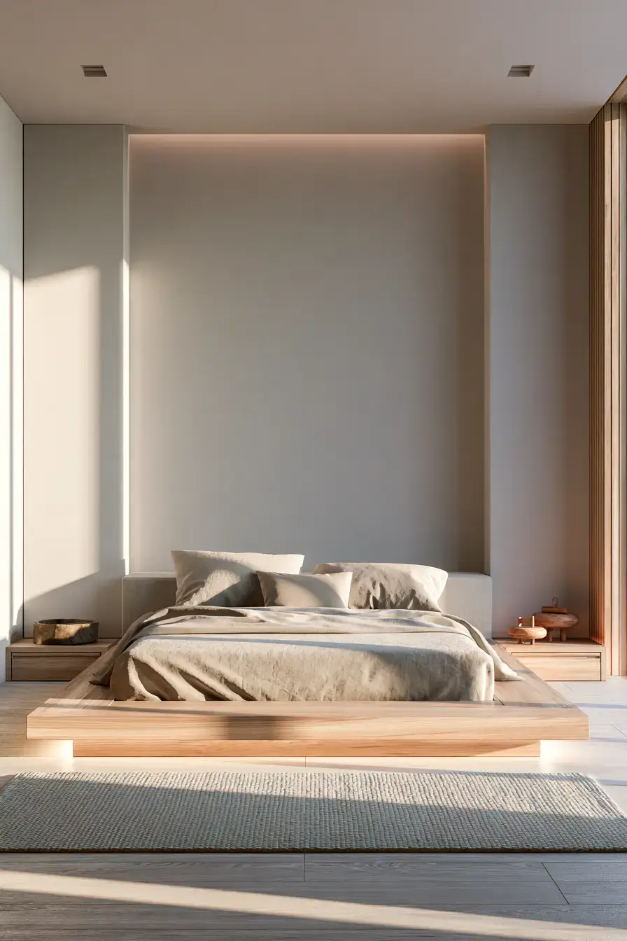 29 Japandi Style Bedroom Ideas with a Linen Platform Bed