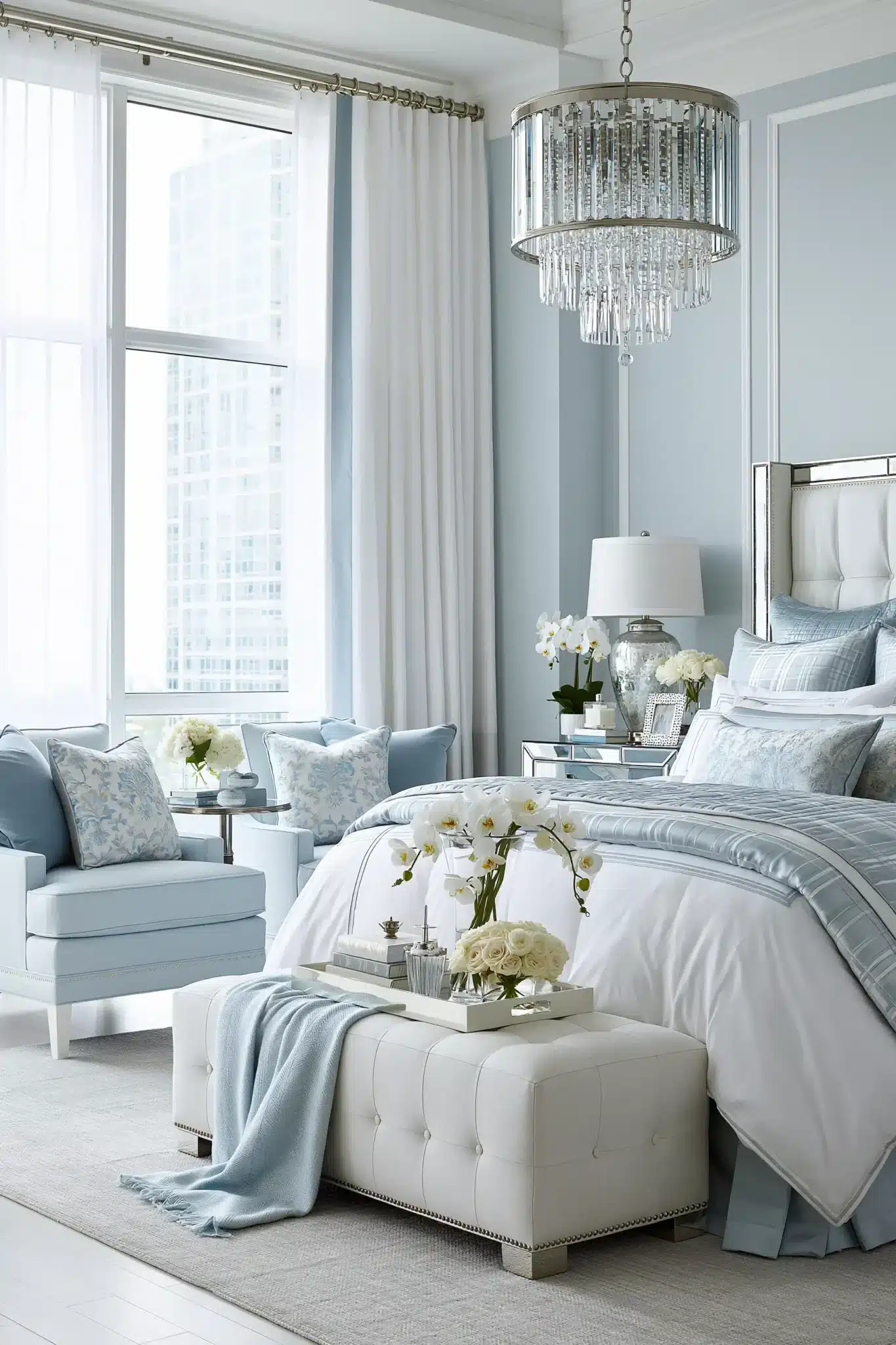 29 Light Blue and White Bedroom Ideas for a Space That Stays Crisp light blue and white bedroom