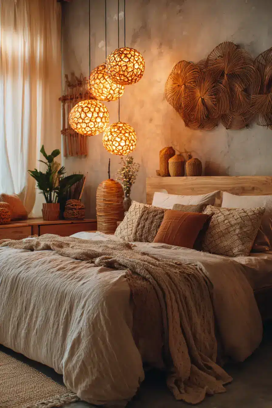 29 Boho Bedroom Lighting Ideas with a Rattan Pendant 29 Boho Bedroom Lighting Ideas with a Rattan Pendant