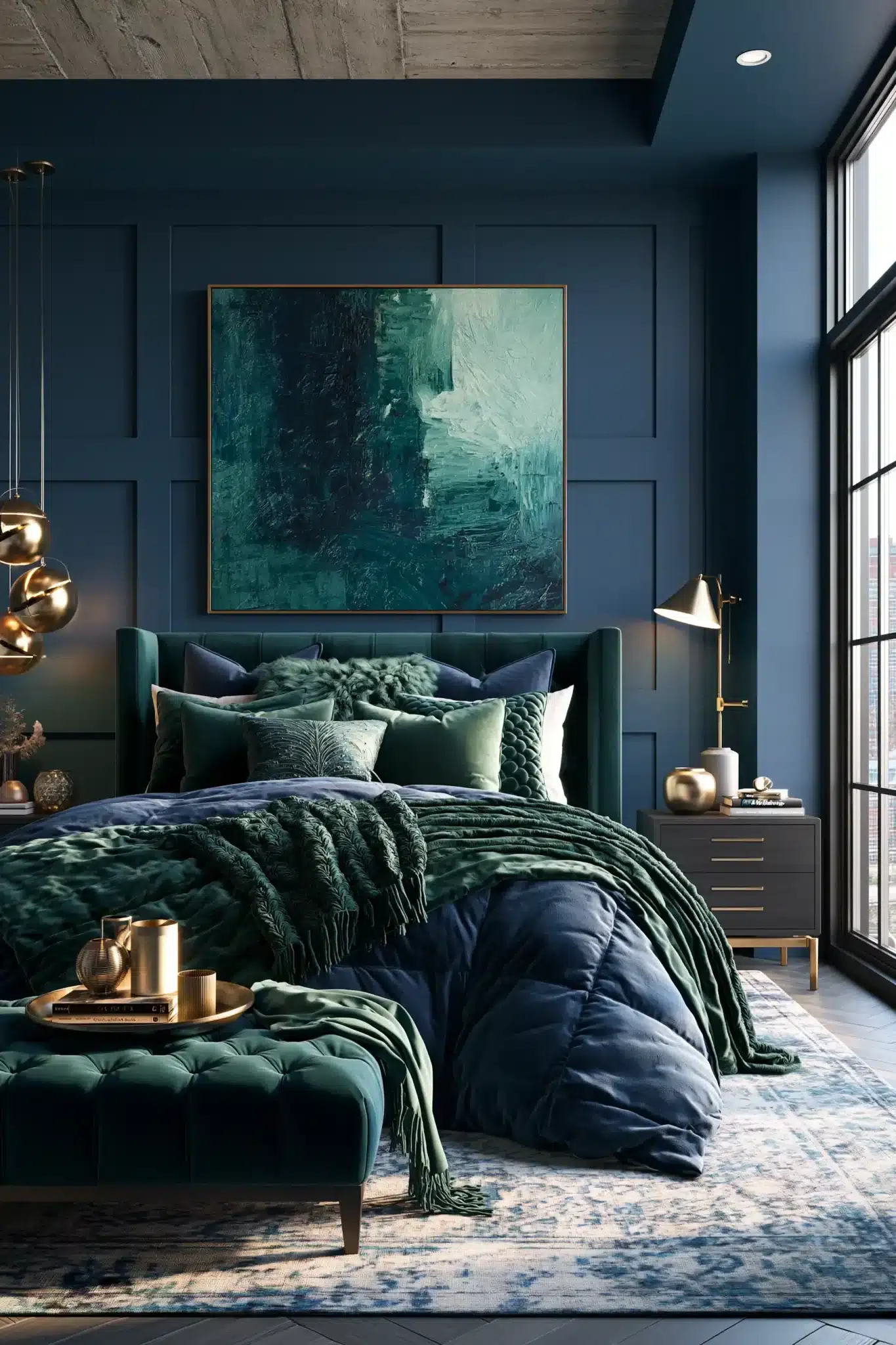 29 Navy Blue and Green Bedroom Ideas for a Room With a Quiet Depth navy blue and green bedroom