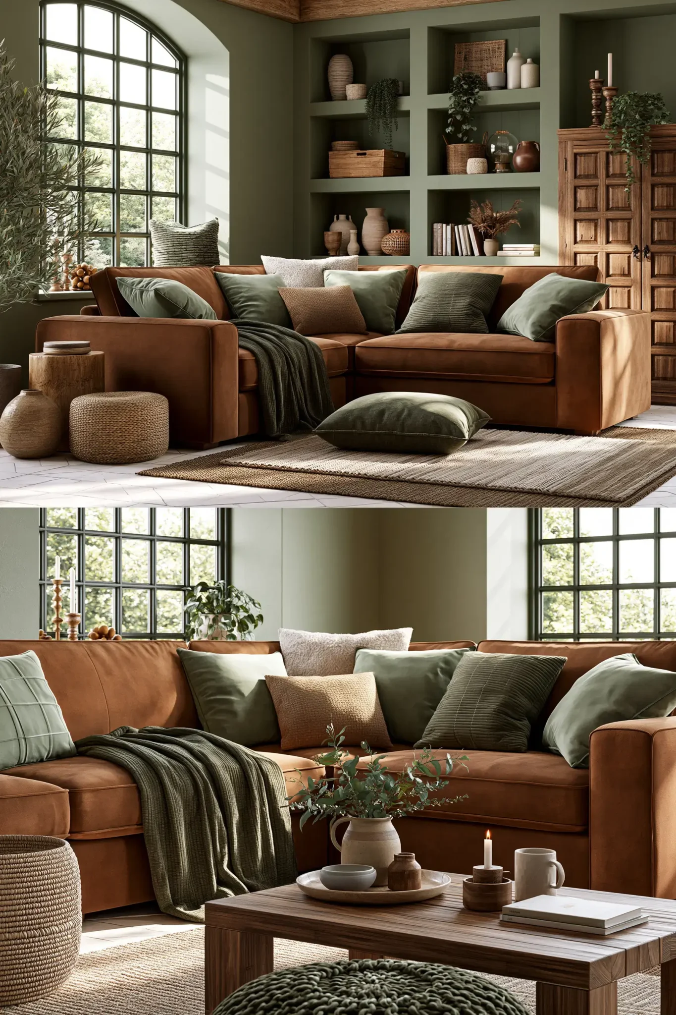29 Sage Green and Brown Living Room Ideas for a Warm, Earthy Space sage green and brown living room