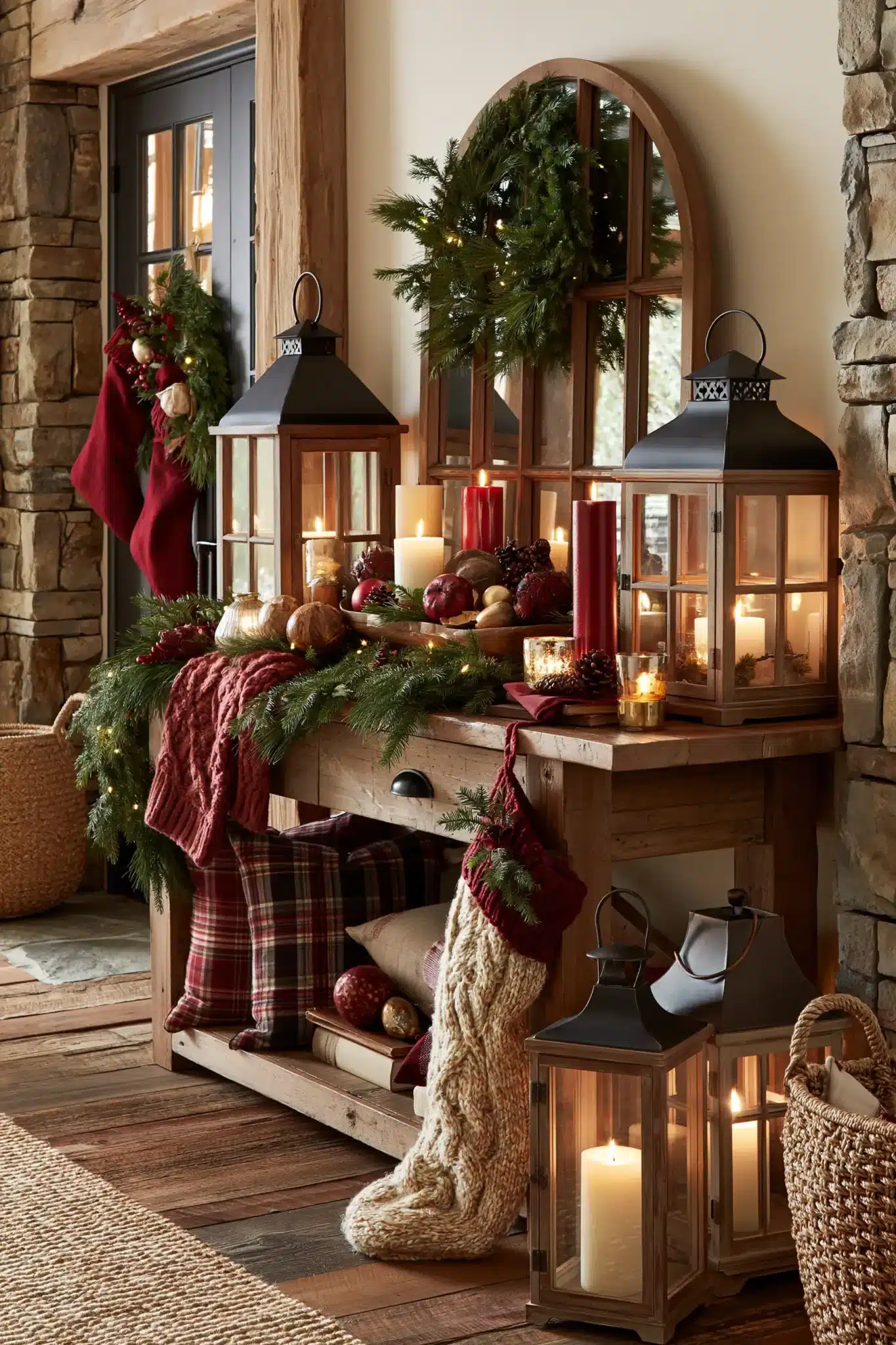 29 Christmas Entryway Table Decor Ideas That Say Hello Before Anything Else christmas entryway table decor