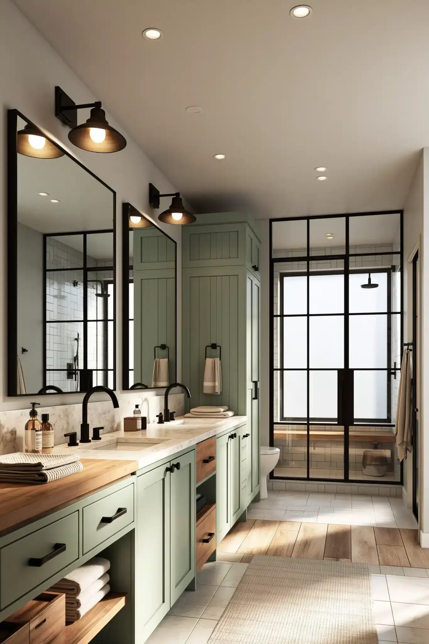 29 Sage Green and Black Bathroom Ideas for a Room That Feels Grounded sage green and black bathroom