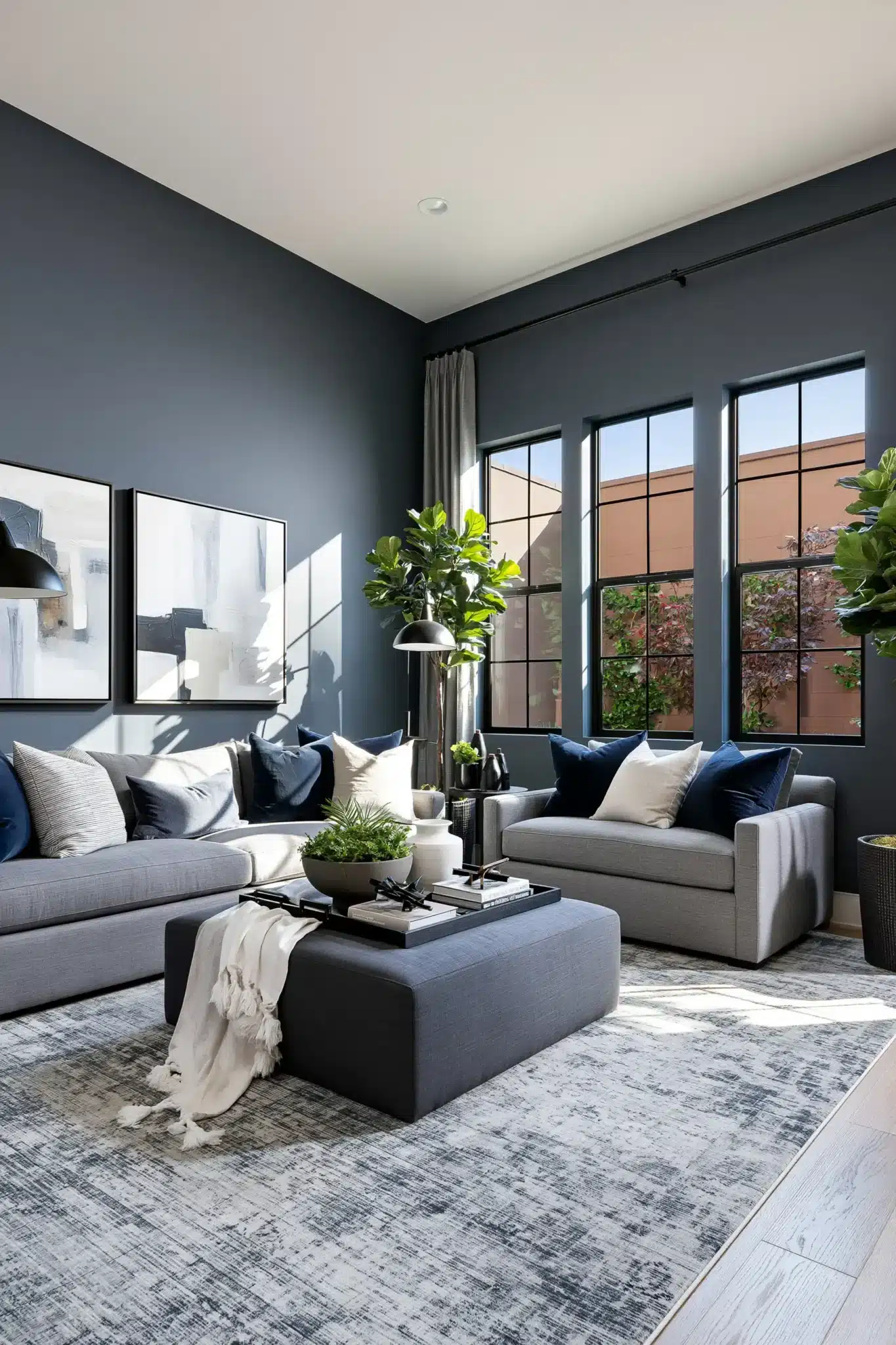 29 Navy Blue and Grey Living Room Ideas for a Space That Stays Calm navy blue and grey living room