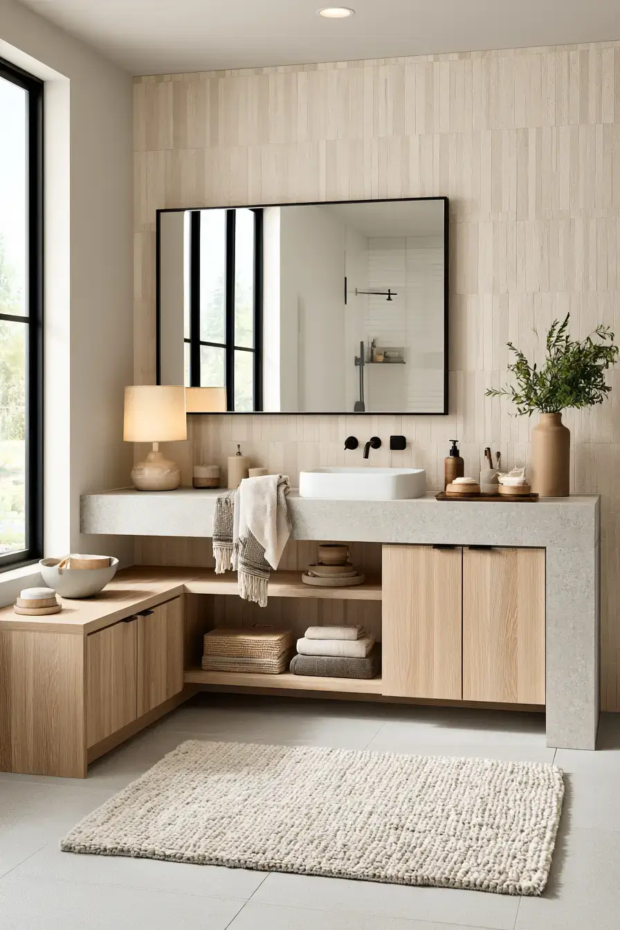 29 Japandi Style Bathroom Ideas with a Wooden Soaking Tub 29 Japandi Style Bathroom Ideas with a Wooden Soaking Tub