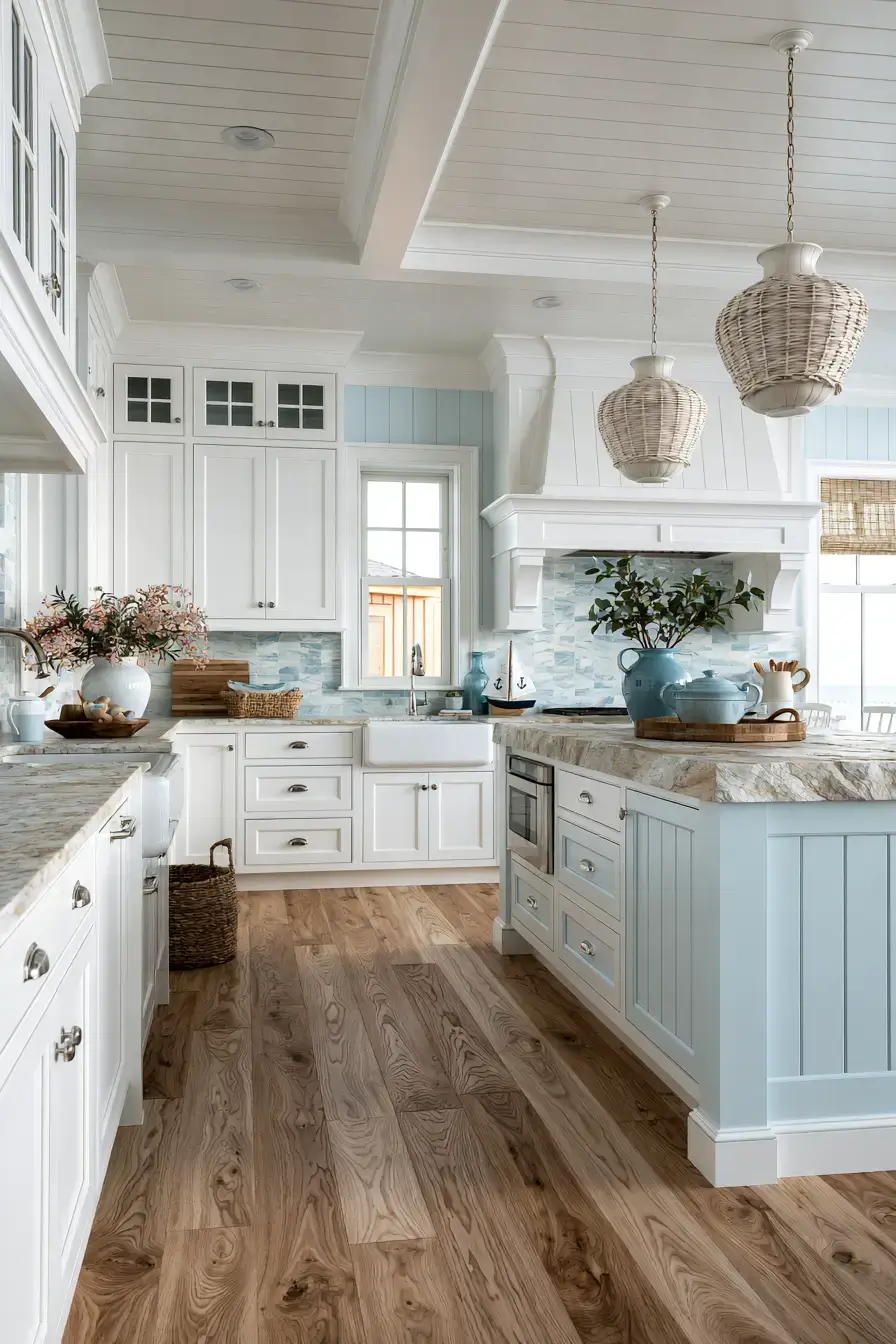29 Nautical Kitchen Ideas with a Rope Pendant Light