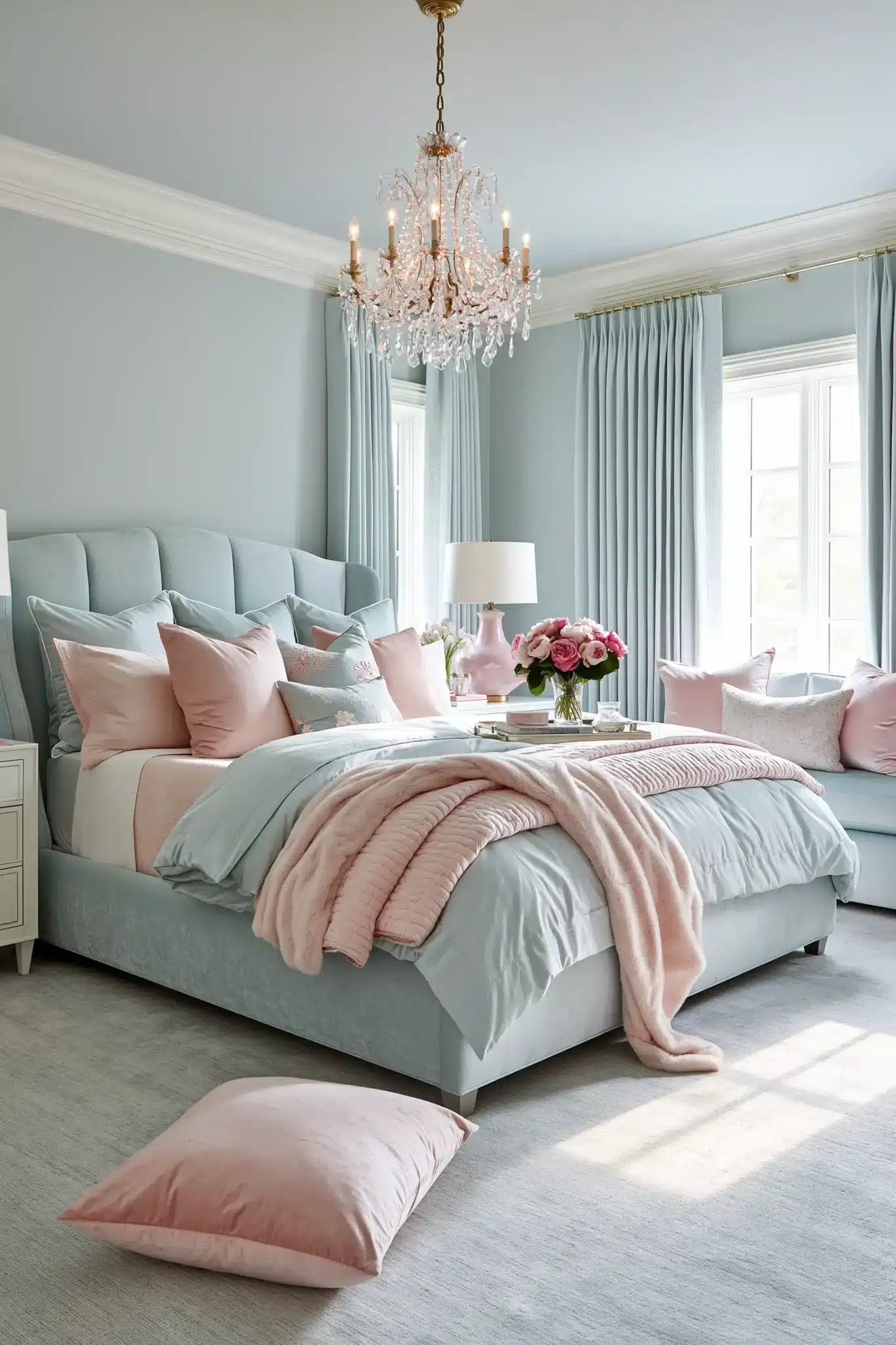 29 Light Blue and Pink Bedroom Ideas for a Space That Stays Airy light blue and pink bedroom