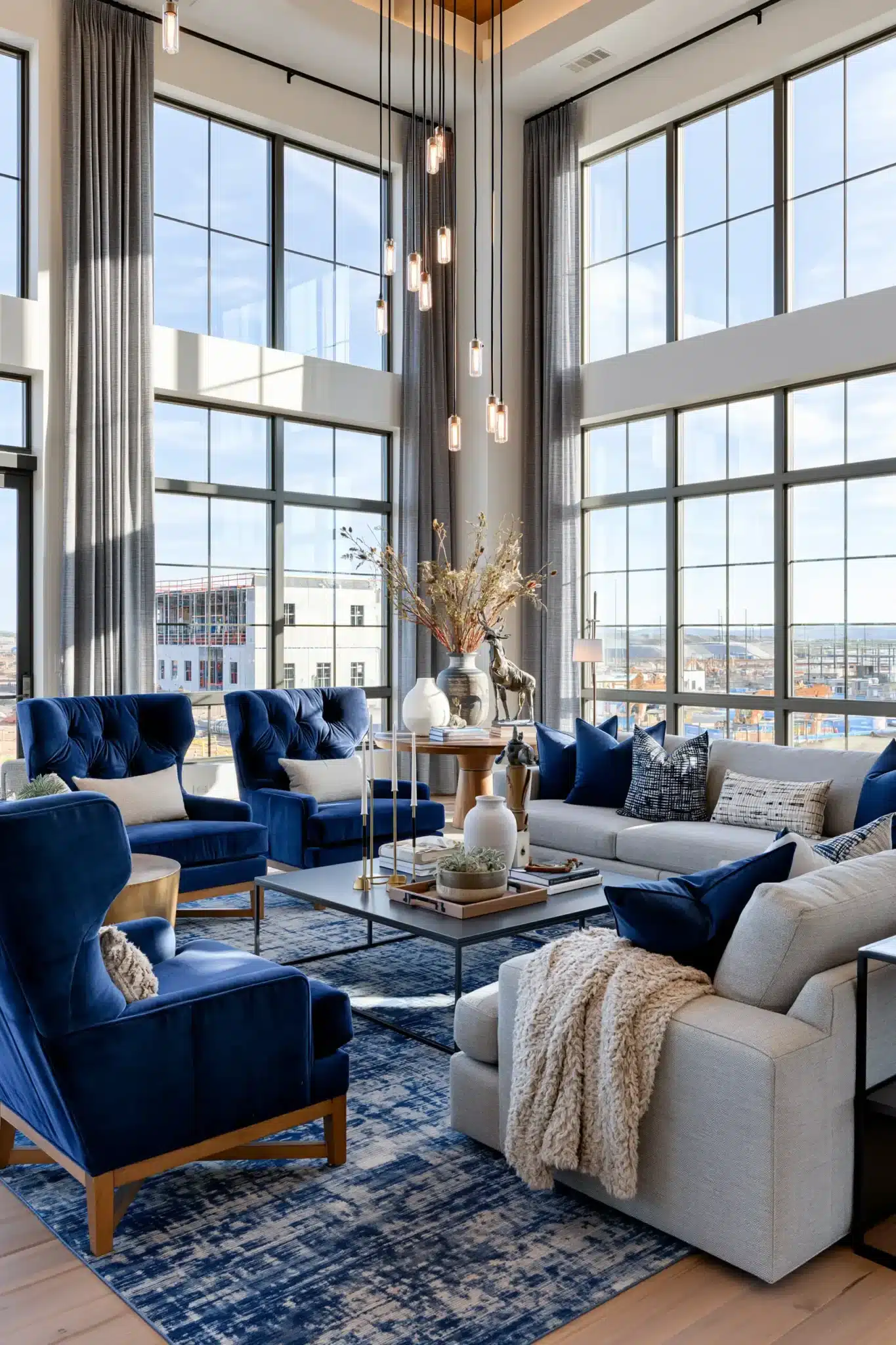 29 Navy Blue and Grey Living Room Ideas for a Space That Stays Calm navy blue and grey living room