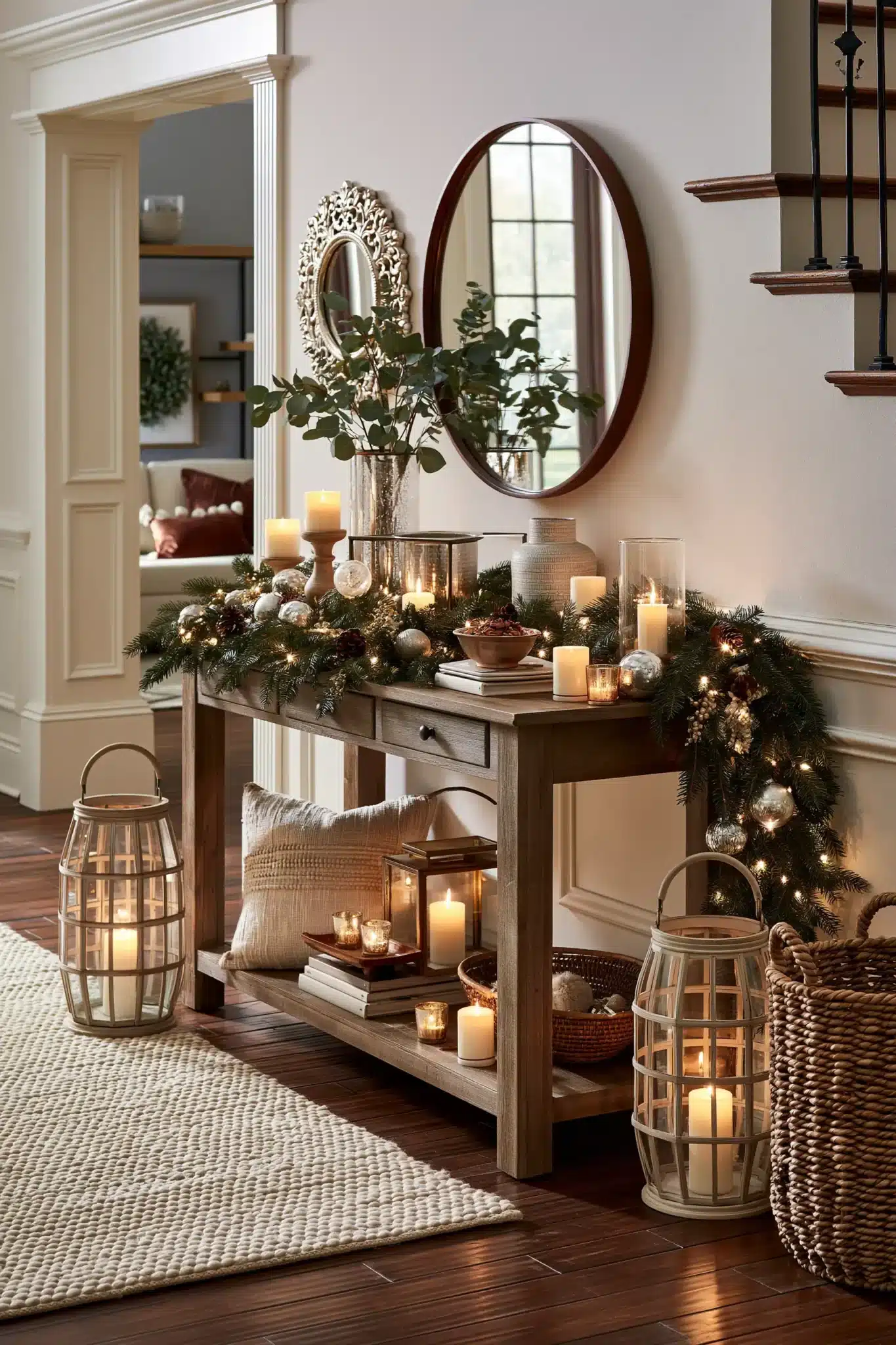 29 Christmas Entryway Table Decor Ideas That Say Hello Before Anything Else christmas entryway table decor