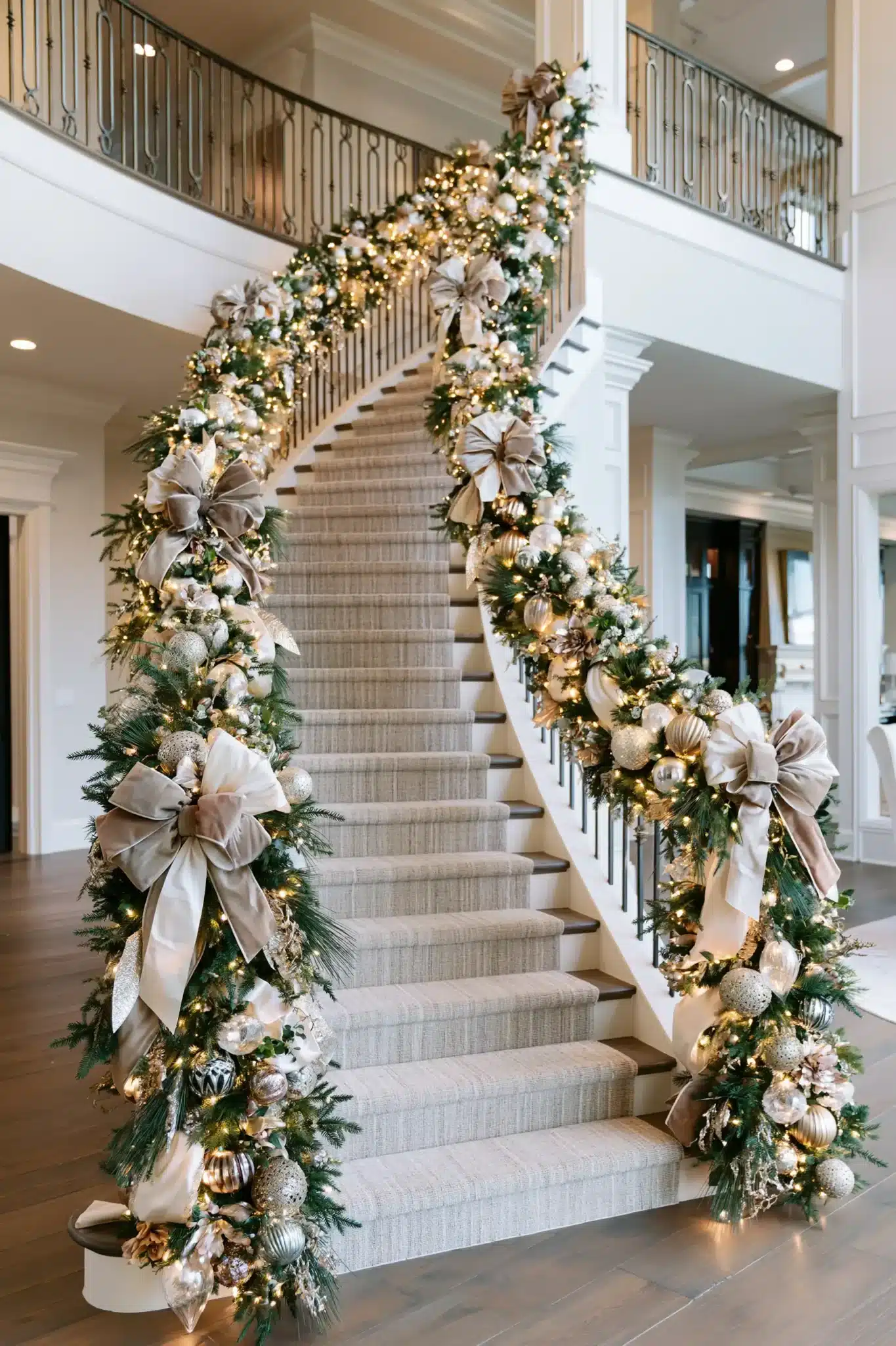 29 Christmas Staircase Decor Ideas for a Railing Worth Photographing christmas staircase decor