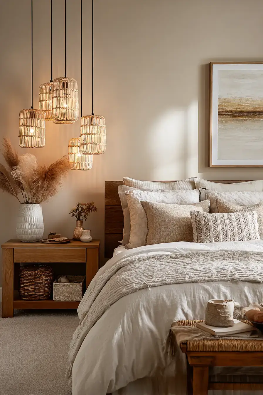 29 Boho Bedroom Lighting Ideas with a Rattan Pendant 29 Boho Bedroom Lighting Ideas with a Rattan Pendant