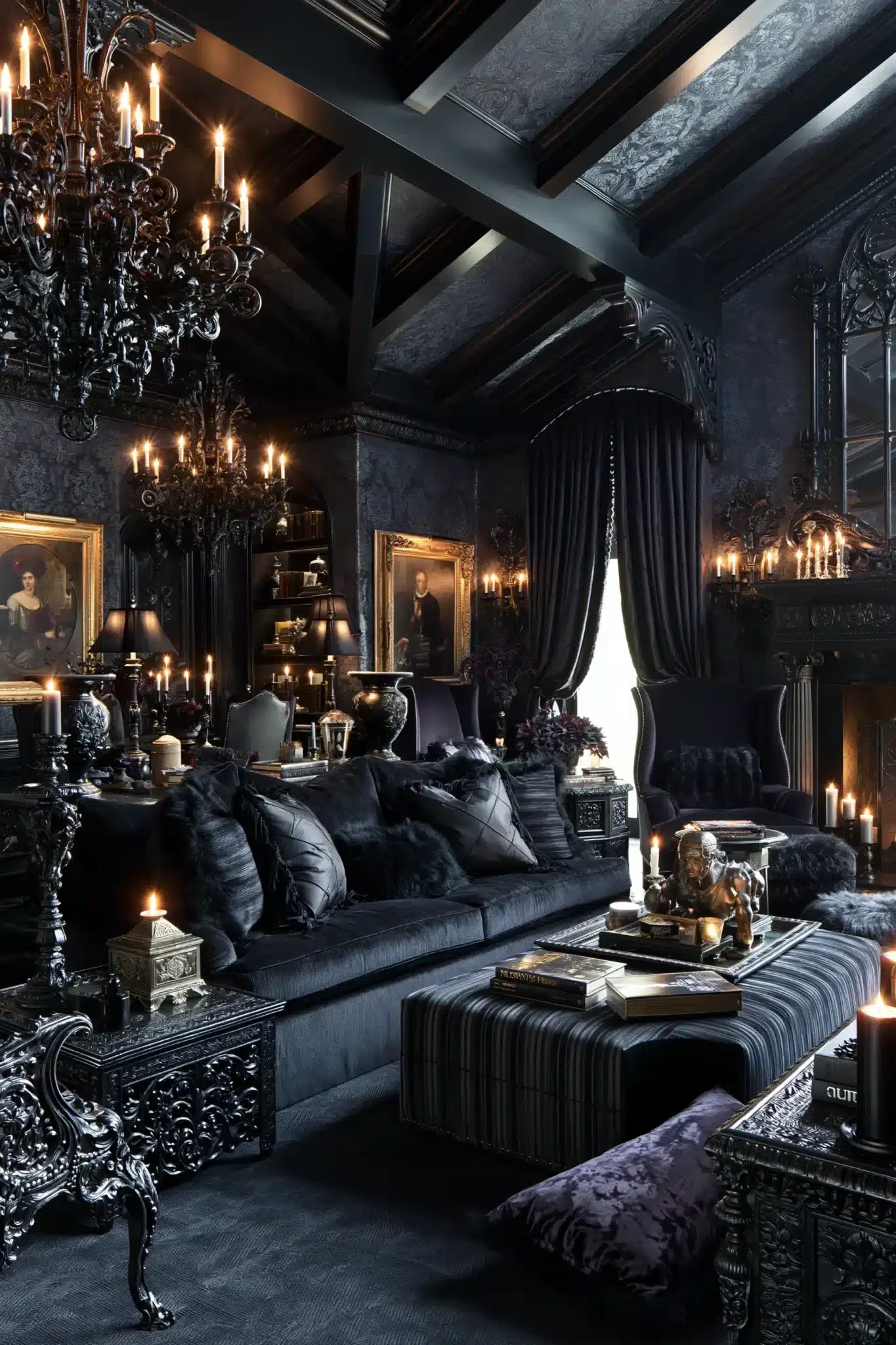 29 Gothic Living Room Ideas for a Space With Vaulted Drama gothic living room