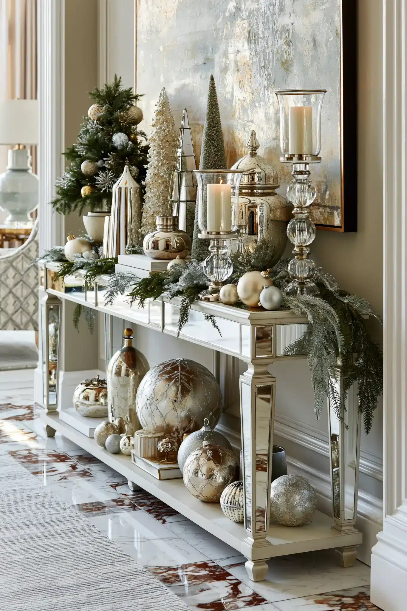 29 Christmas Entryway Table Decor Ideas That Say Hello Before Anything Else christmas entryway table decor