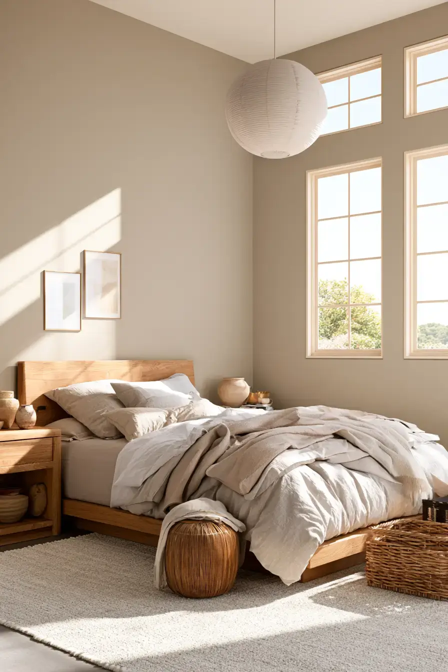 29 Japandi Style Bedroom Ideas with a Linen Platform Bed