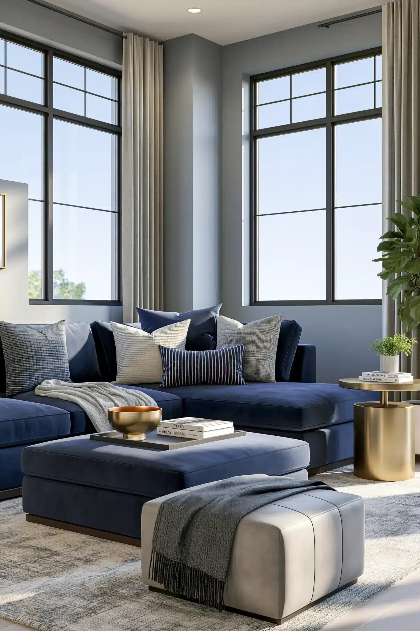 29 Navy Blue and Grey Living Room Ideas for a Space That Stays Calm navy blue and grey living room