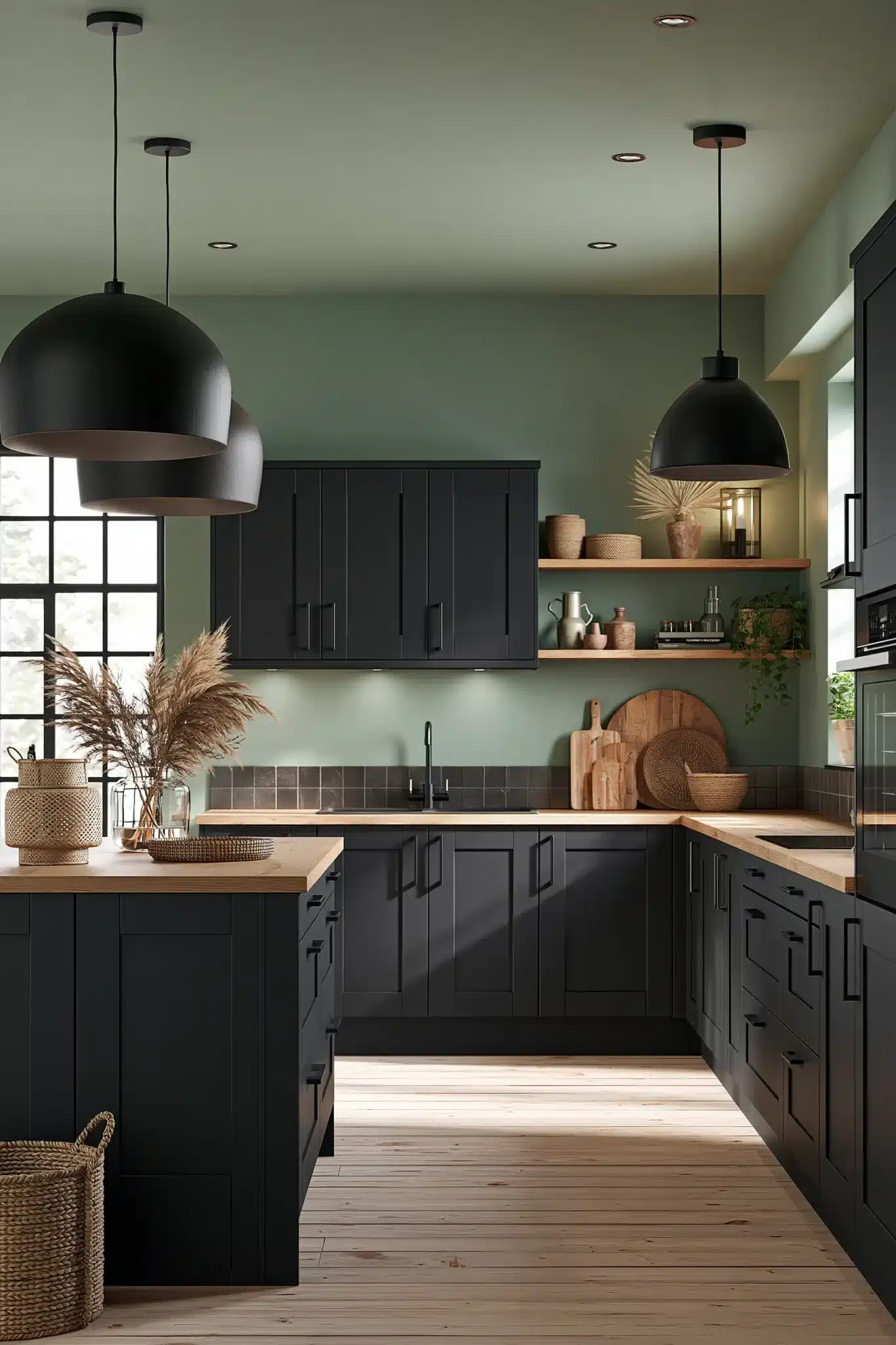 29 Sage Green and Black Kitchen Ideas for a Cook Space With a Little Bite sage green and black kitchen