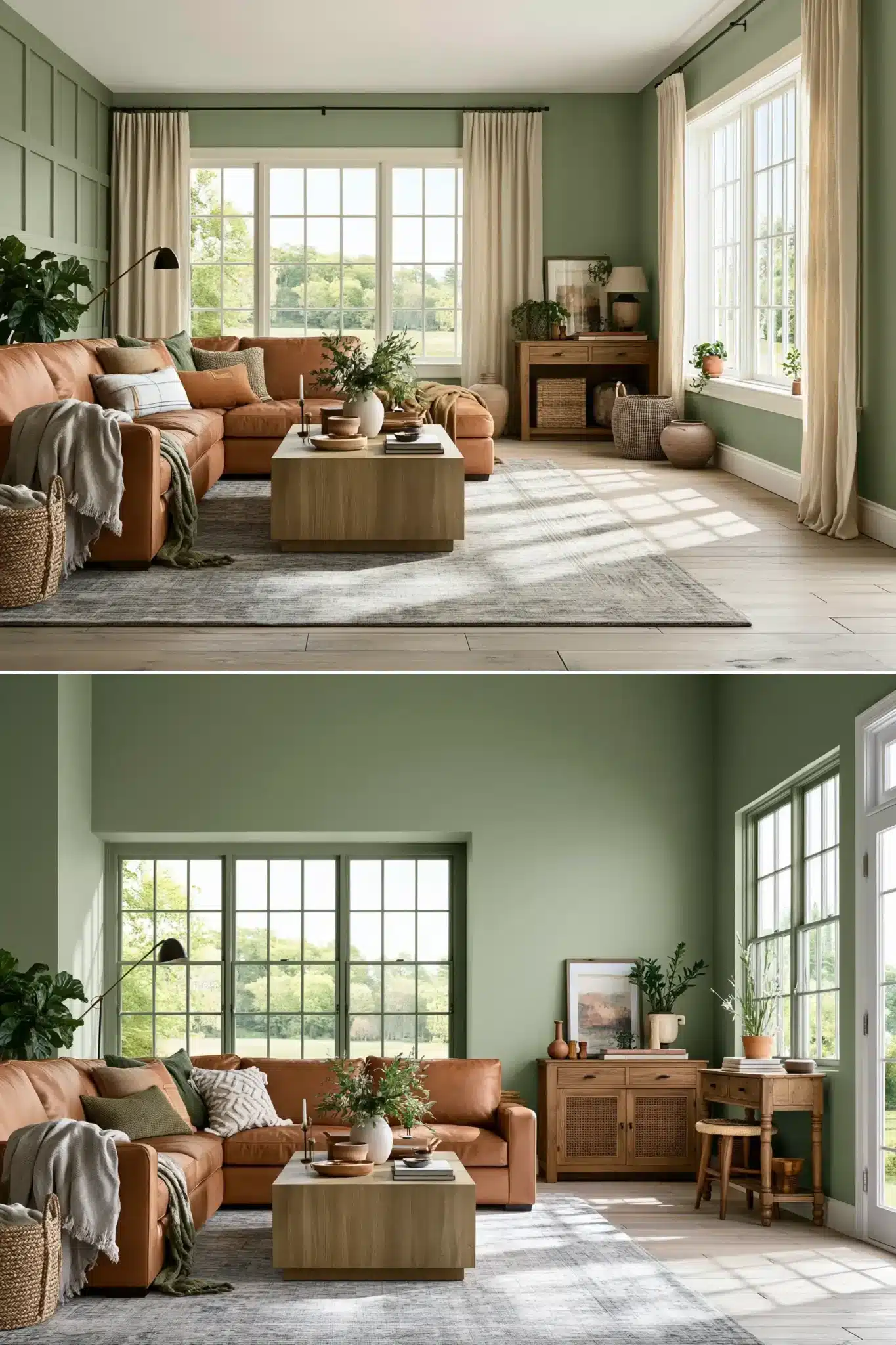 29 Sage Green and Brown Living Room Ideas for a Warm, Earthy Space sage green and brown living room
