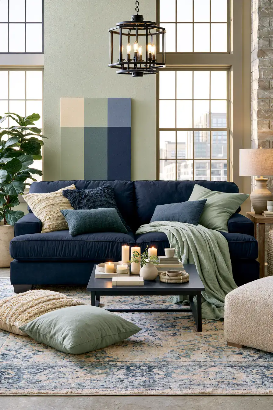 29 Navy and Sage Living Room Ideas with a Sage Sofa 29 Navy and Sage Living Room Ideas with a Sage Sofa