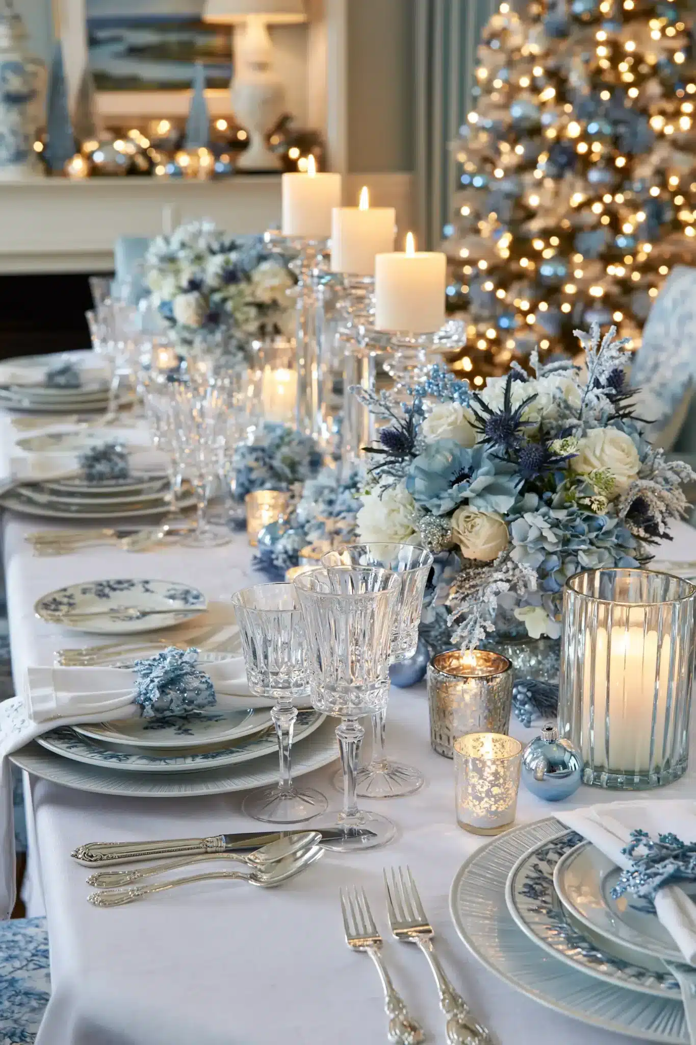 29 Blue Christmas Decor Ideas That Give the Room a Cooler, Calmer Edge blue christmas decor