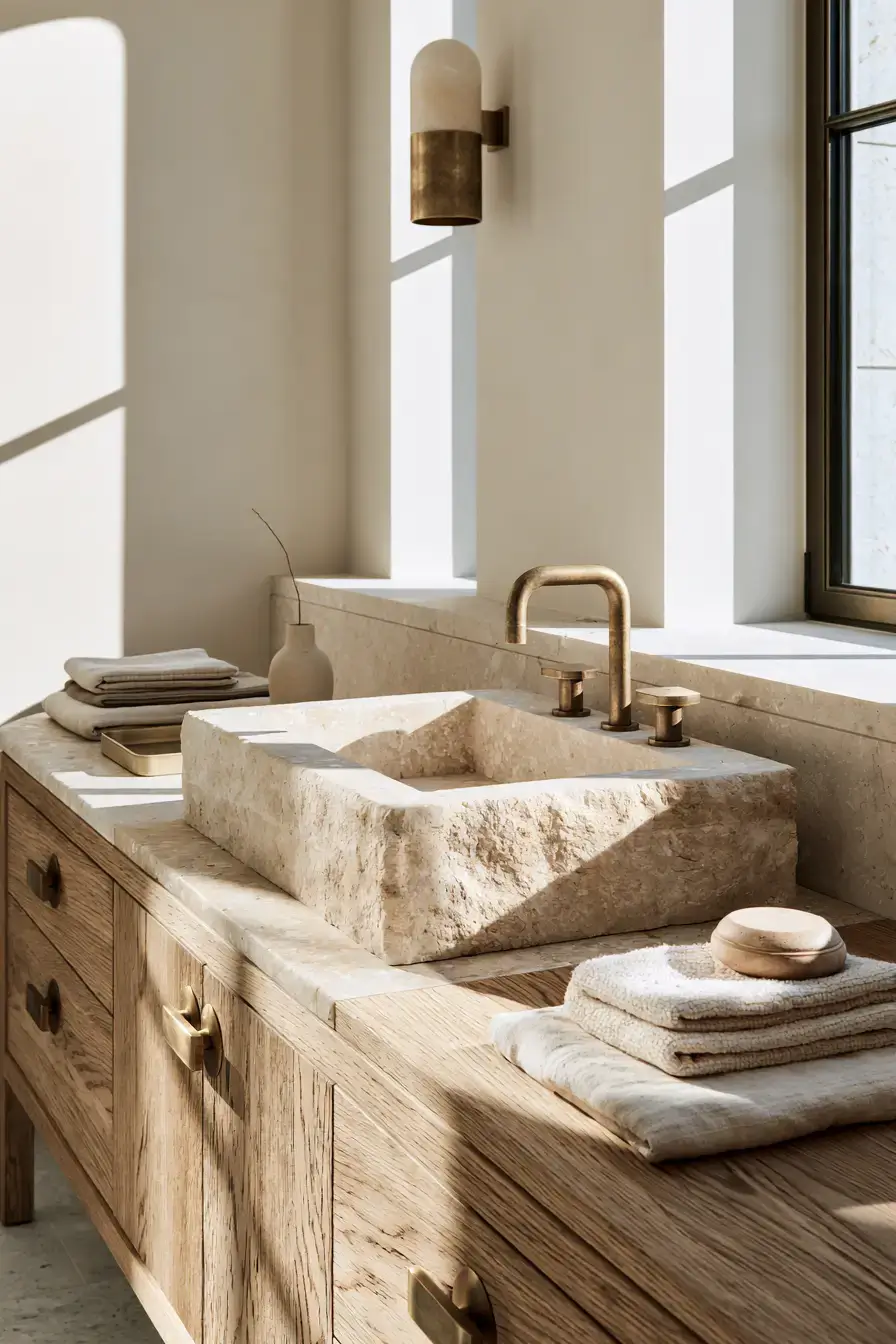 29 Stone Sink Bathroom Ideas for a Vanity With Real Weight stone sink bathroom