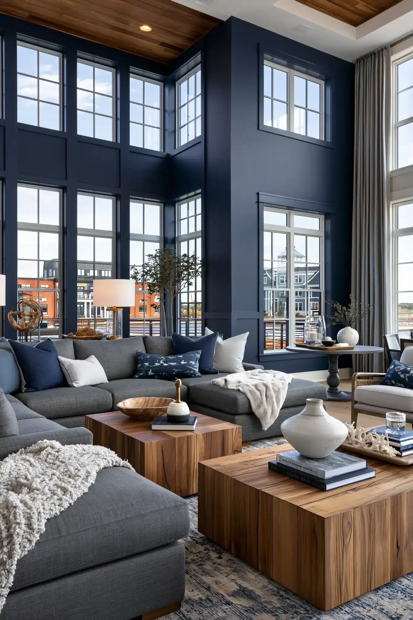 29 Navy Blue and Grey Living Room Ideas for a Space That Stays Calm navy blue and grey living room