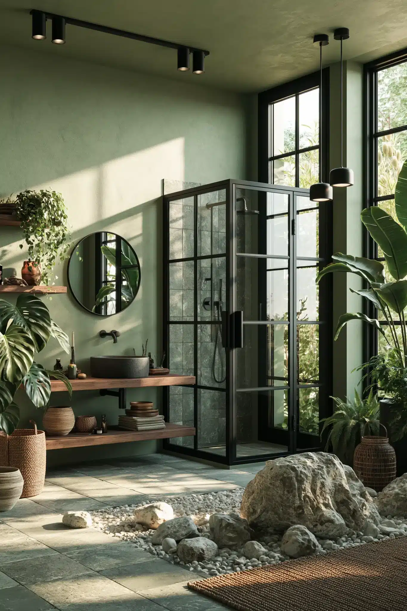 29 Sage Green and Black Bathroom Ideas for a Room That Feels Grounded sage green and black bathroom