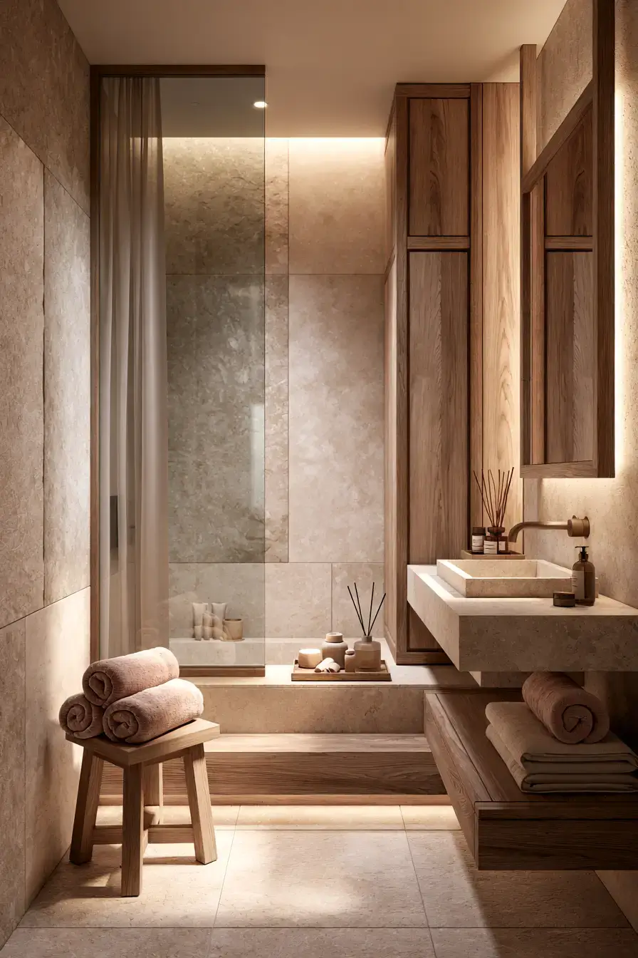 29 Japandi Style Bathroom Ideas with a Wooden Soaking Tub 29 Japandi Style Bathroom Ideas with a Wooden Soaking Tub