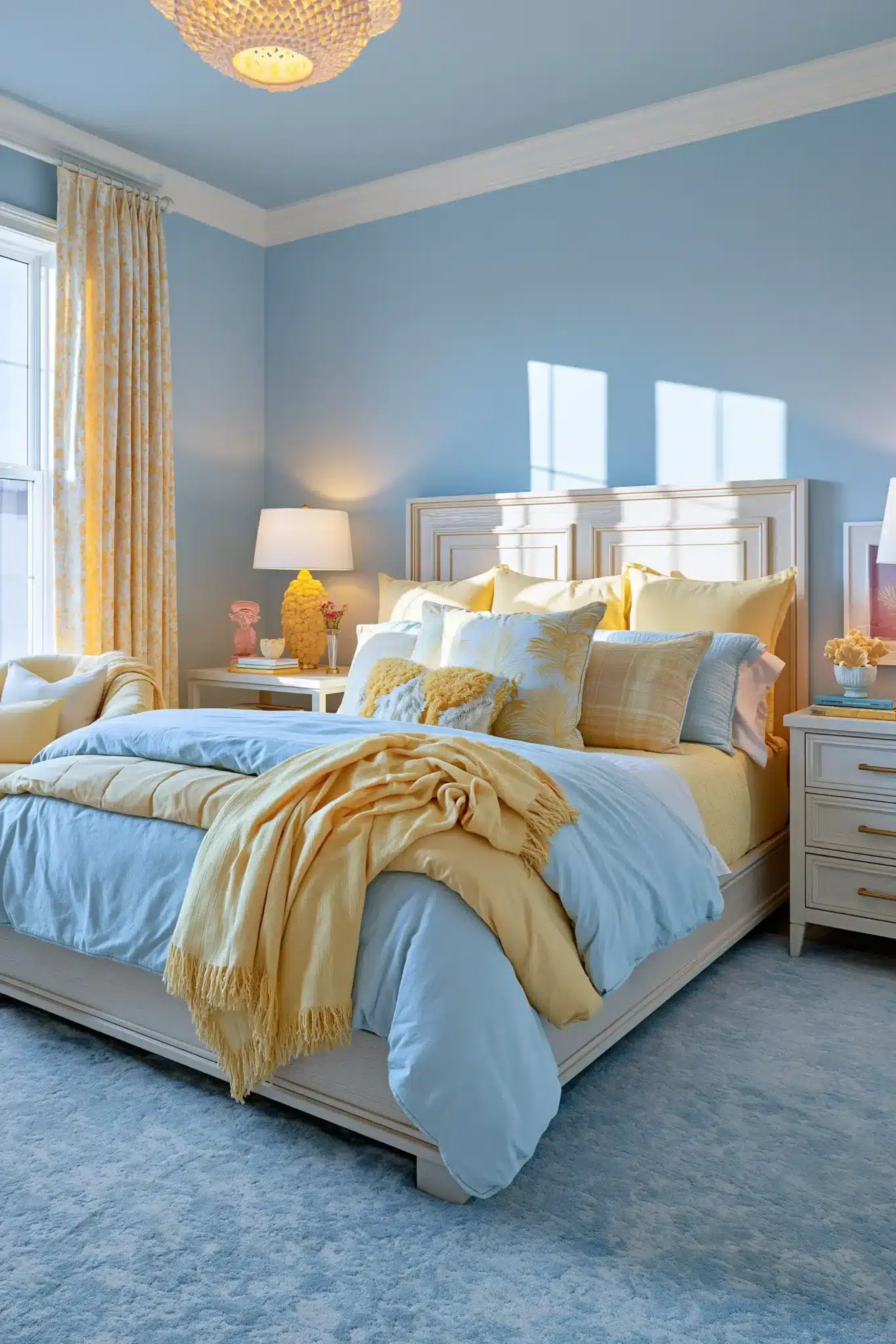 29 Light Blue and Yellow Bedroom Ideas for a Room That Wakes Up Early light blue and yellow bedroom