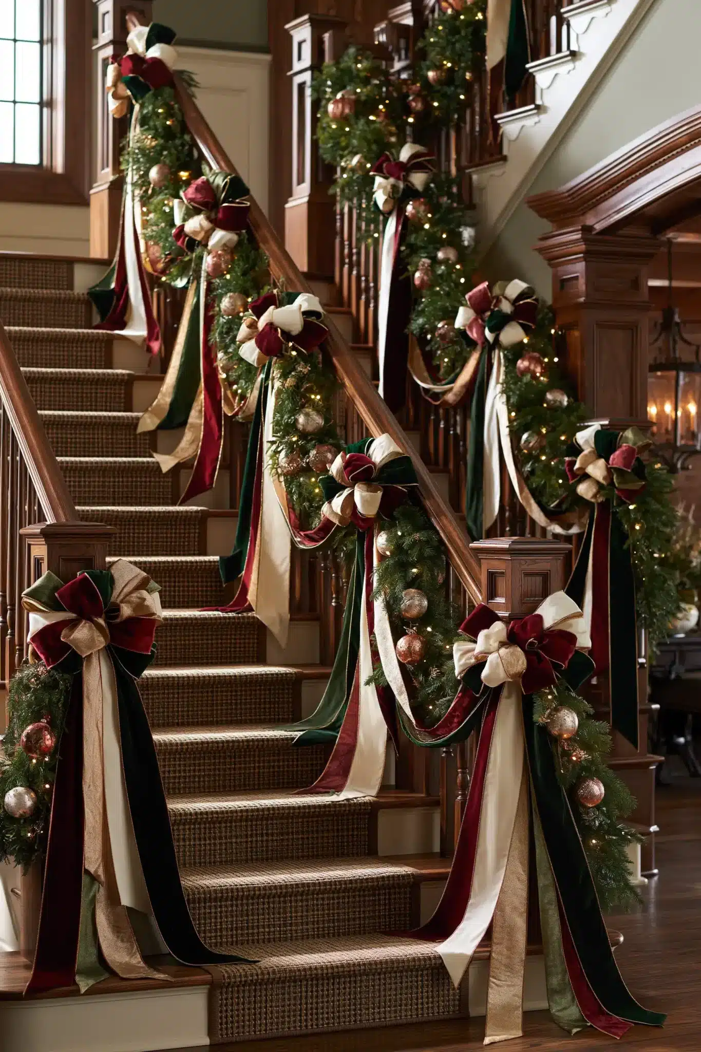 29 Christmas Staircase Decor Ideas for a Railing Worth Photographing christmas staircase decor