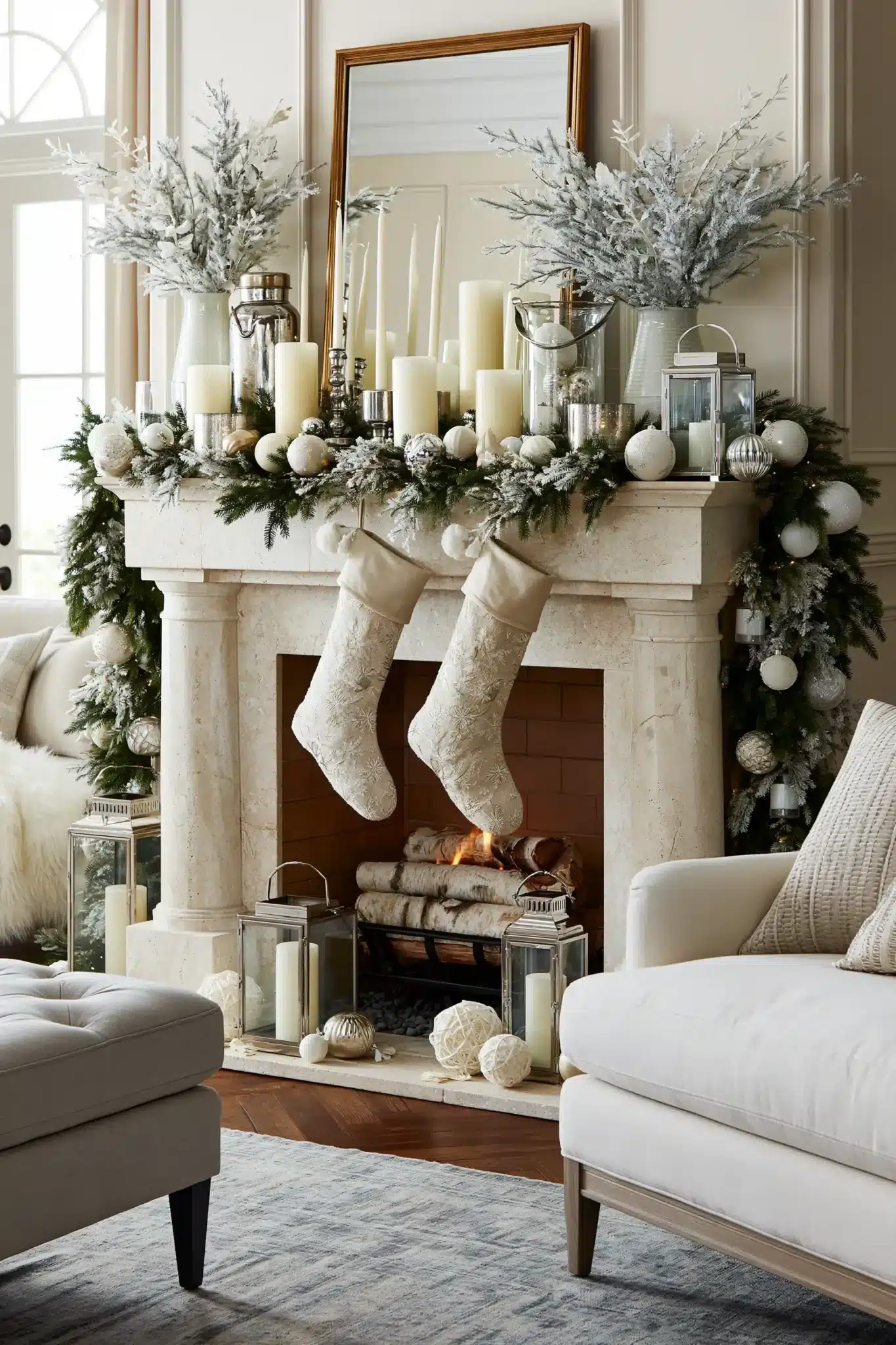 29 Christmas Fireplace Decor Ideas That Let the Fire Stay the Star christmas fireplace decor ideas