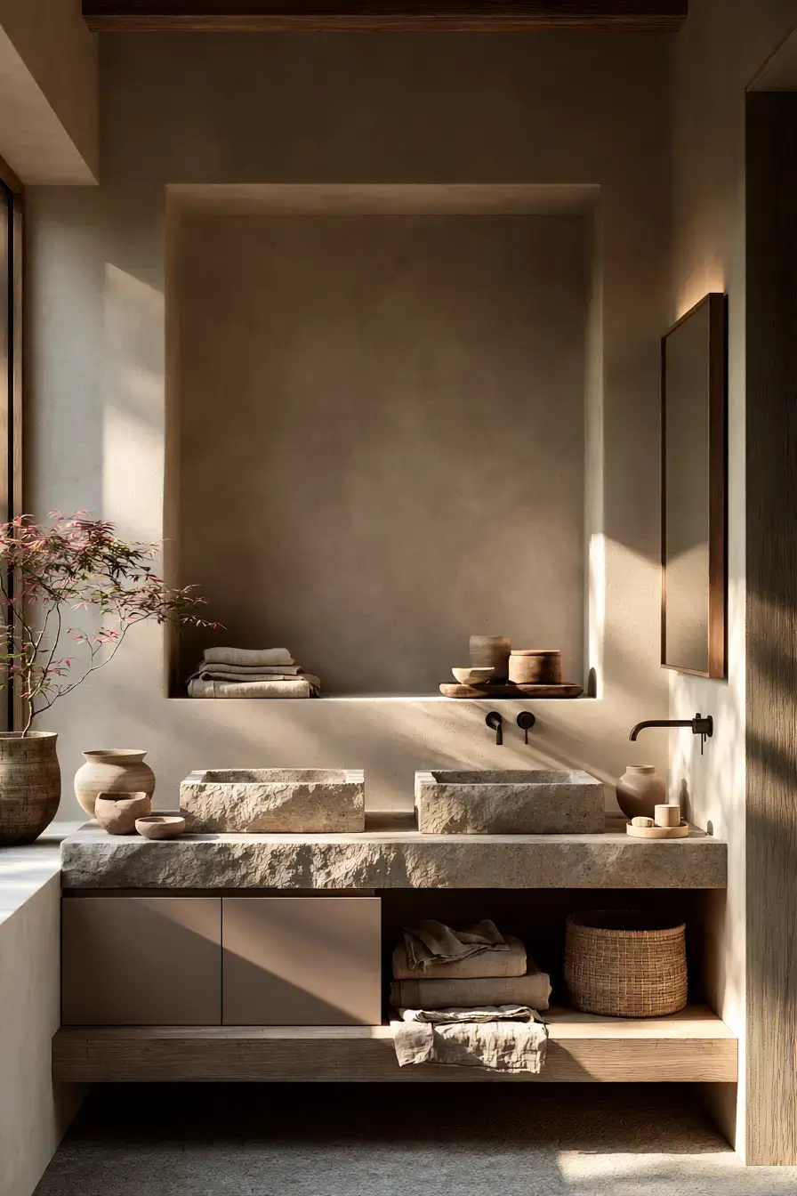 29 Japandi Style Bathroom Ideas with a Wooden Soaking Tub 29 Japandi Style Bathroom Ideas with a Wooden Soaking Tub