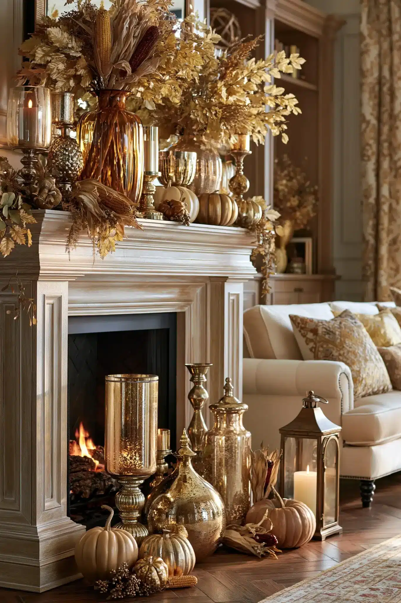 29 Thanksgiving Mantel Decor Ideas That Set a Warm First Impression thanksgiving mantel decor