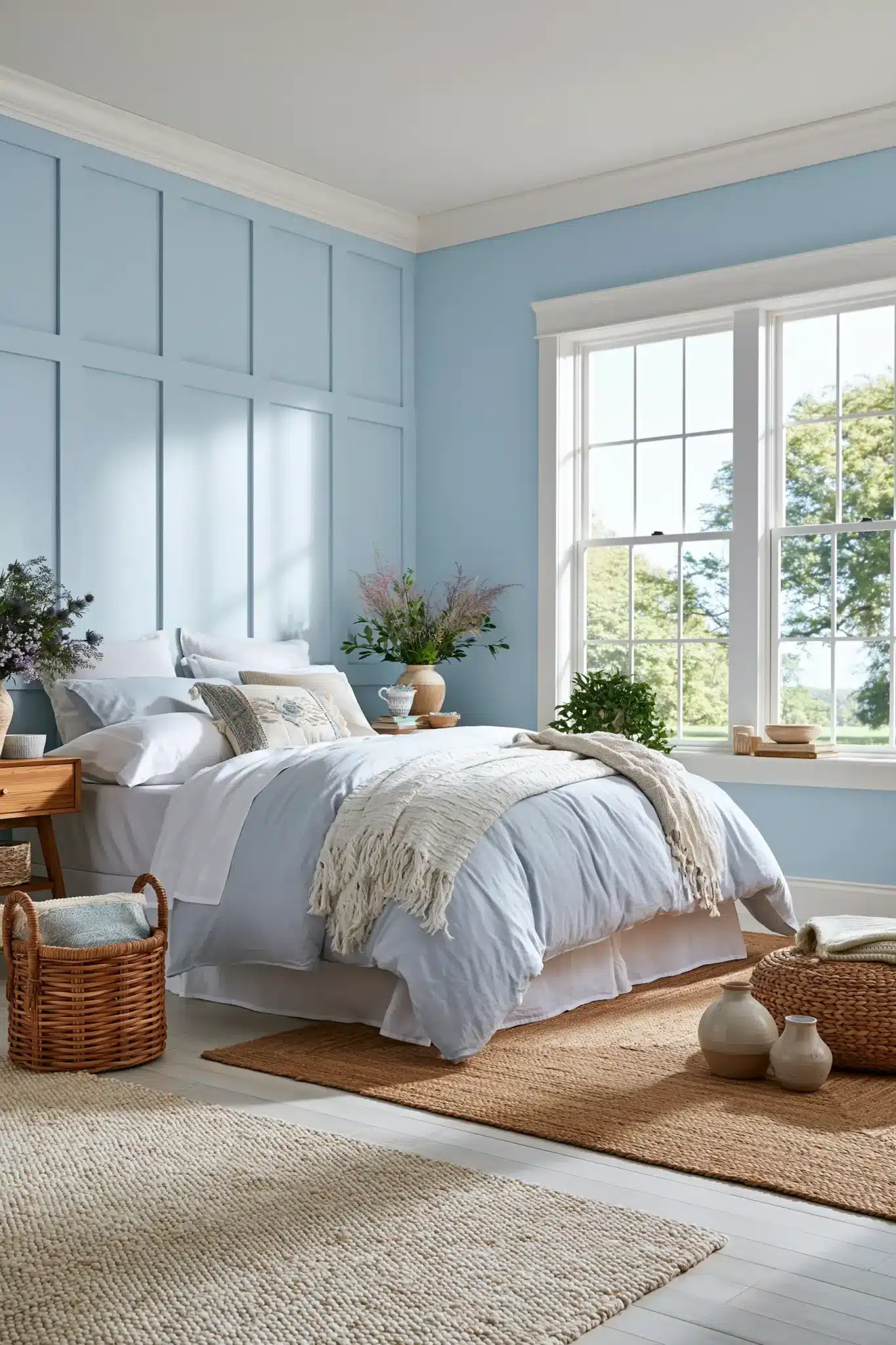 29 Light Blue and White Bedroom Ideas for a Space That Stays Crisp light blue and white bedroom