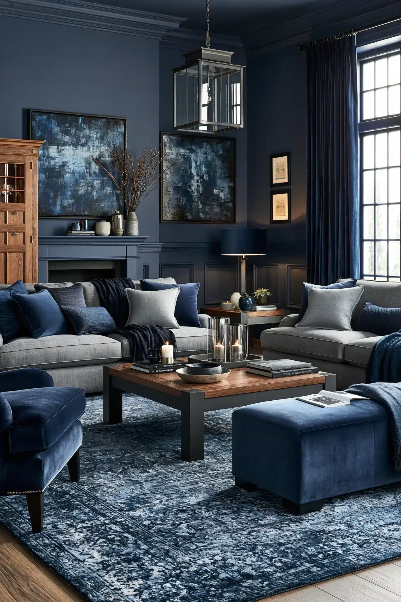 29 Navy Blue and Grey Living Room Ideas for a Space That Stays Calm navy blue and grey living room