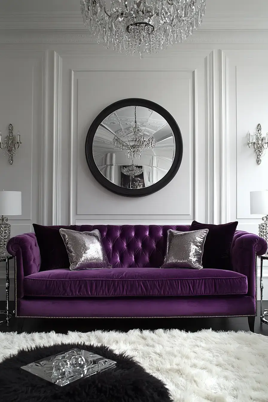 29 Purple Living Room Ideas with a Plum Accent Chair