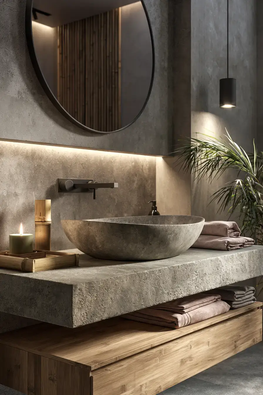 29 Stone Sink Bathroom Ideas for a Vanity With Real Weight stone sink bathroom